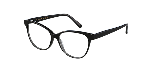 Florence CT Jet Black AcetaatEyeglass Frames van B24, Hoekweergave