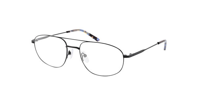 Wien Matzwart  &  blauw Havana MetaalEyeglass Frames van B24, Hoekweergave