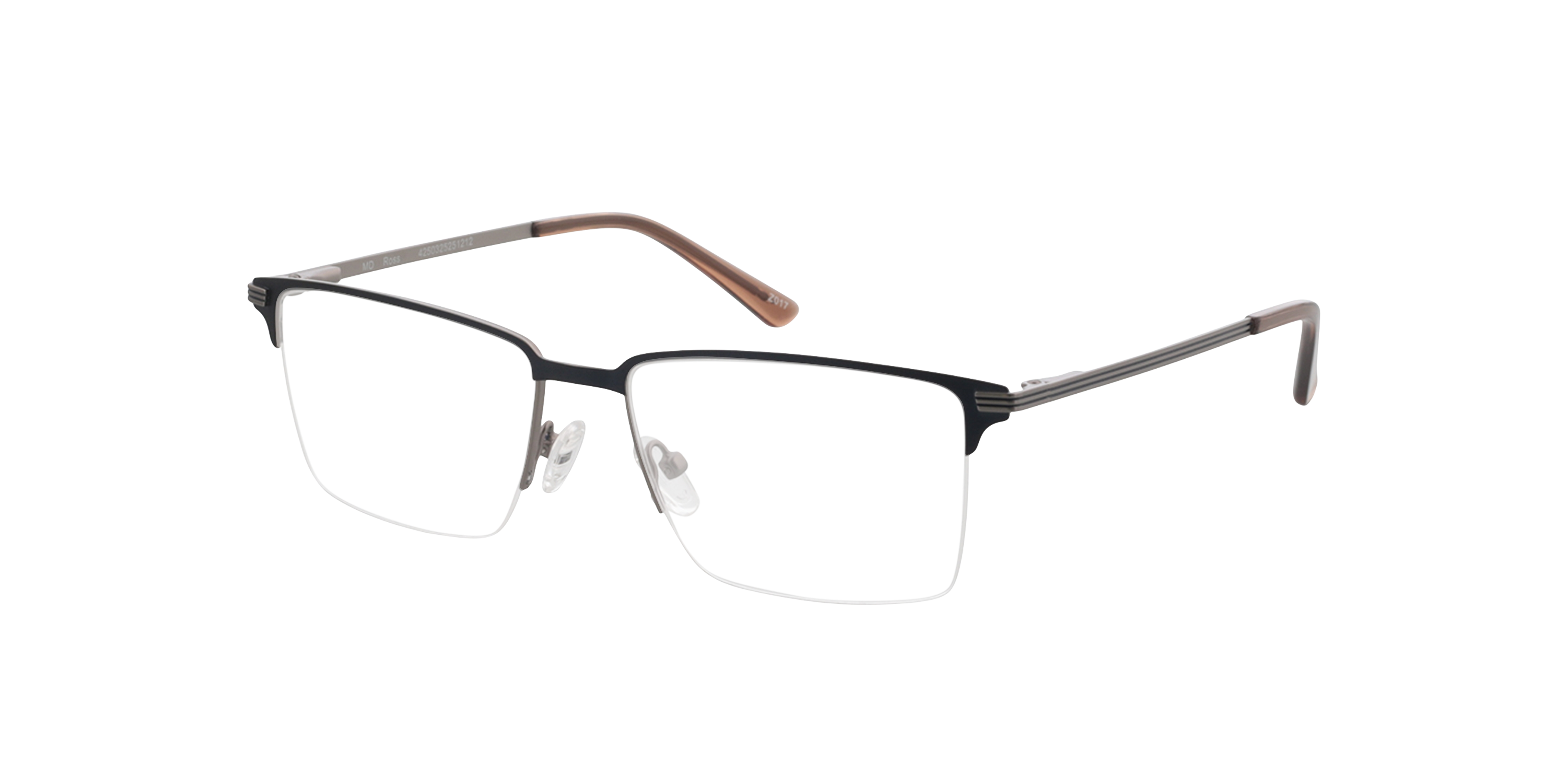 Ross Matzilver  &  blauw MetaalEyeglass Frames van B24, Hoekweergave