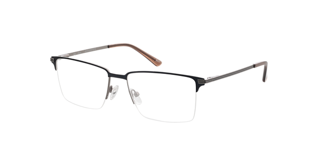 Ross Matzilver & blauw MetaalEyeglass Frames van B24, Hoekweergave