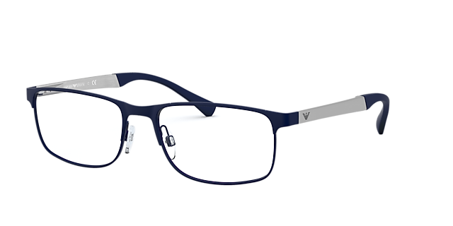 EA1112 Gummi Blau MetallEyeglass Frames von B24, Dreiviertelansicht