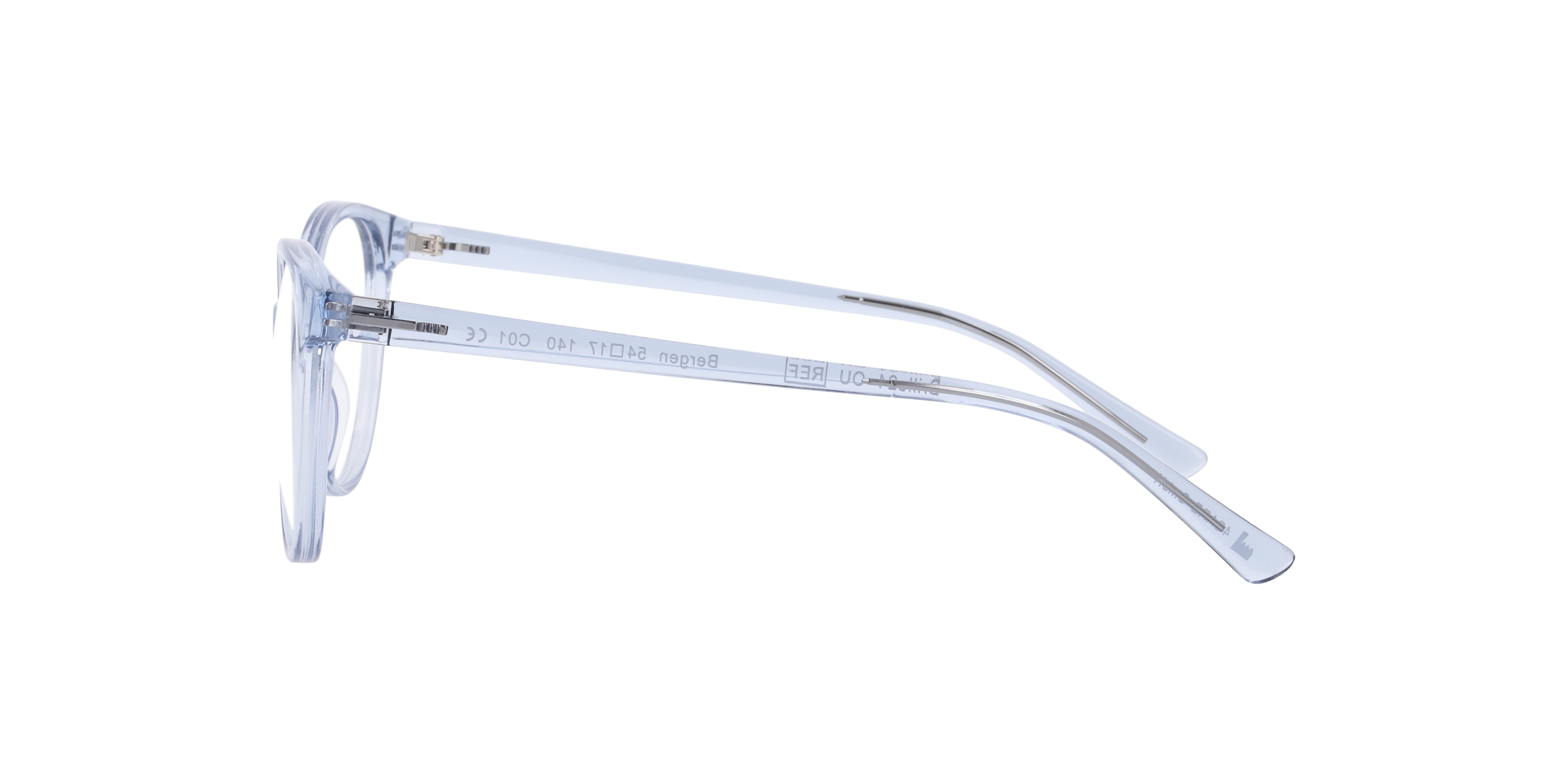 Bergen Kristal lichtblauw KunststofEyeglass Frames van B24, Zijaanzicht