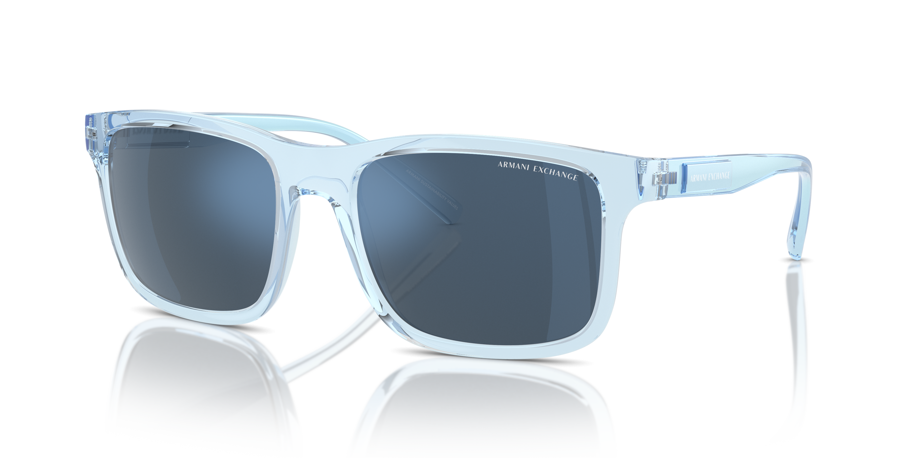 AX4145S Glänzendes transparentes Blau KunststoffSunglass Frames von B24, Dreiviertelansicht