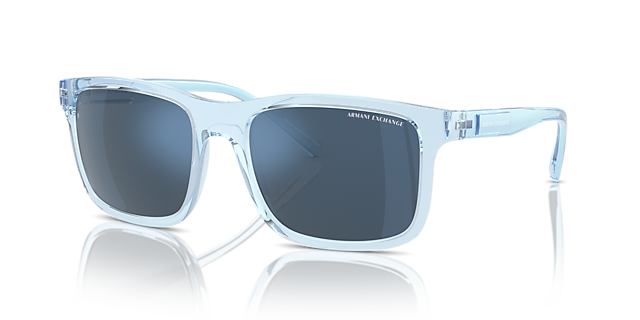 AX4145S Glänzendes transparentes Blau KunststoffSunglass Frames von B24, Dreiviertelansicht