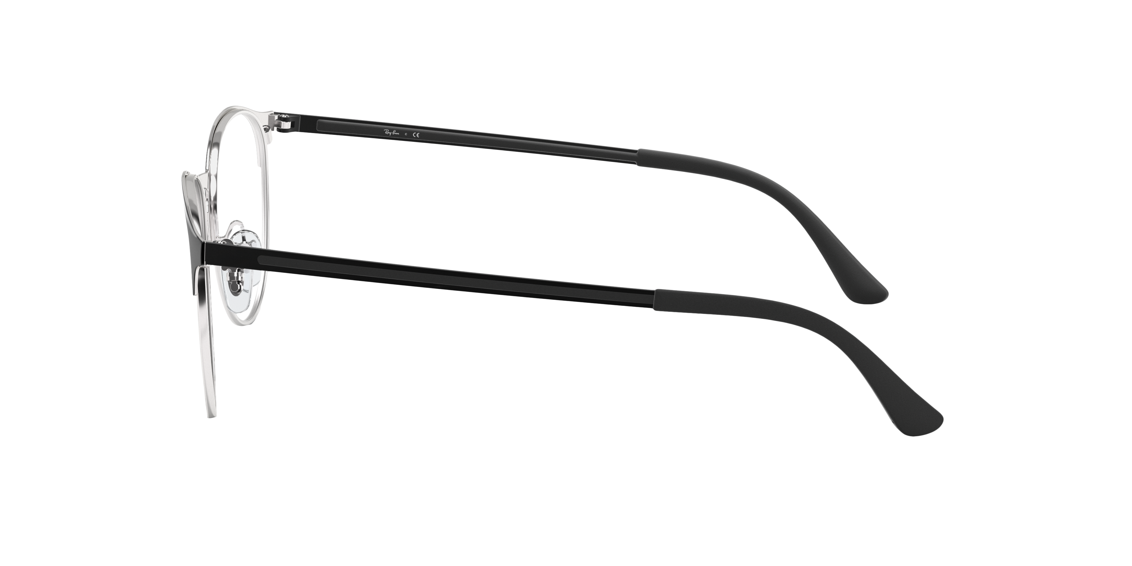 RB6375 Schwarz auf Silber MetallEyeglass Frames von B24, Seitenansicht