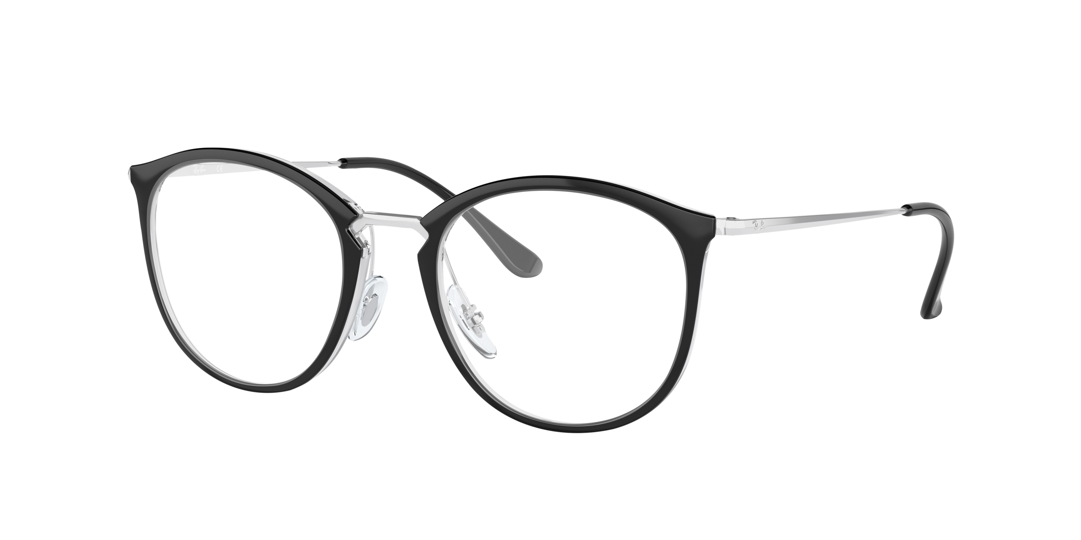 RB7140 Schwarz auf Transparent KunststoffEyeglass Frames von B24, Dreiviertelansicht