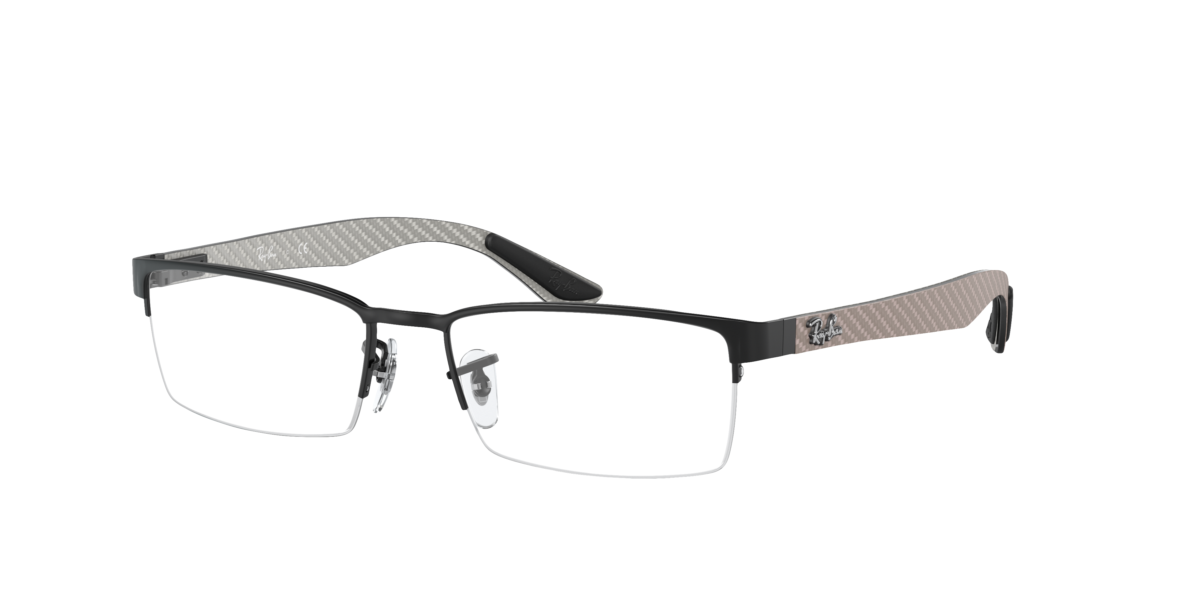 RB8412 Zwart MetaalEyeglass Frames van B24, Hoekweergave