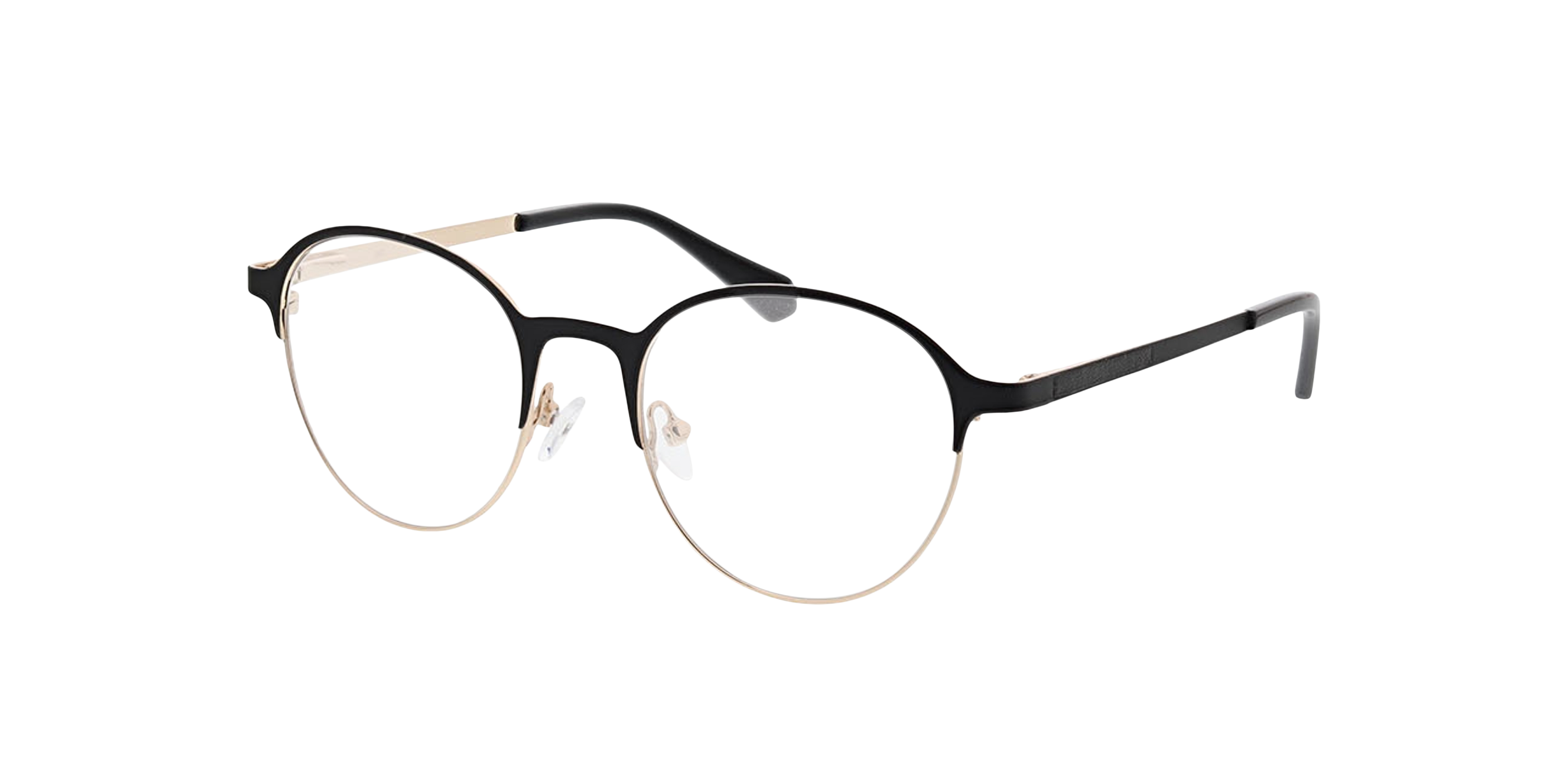 Neapel Matzwart  &  goud  &  zwart MetaalEyeglass Frames van B24, Hoekweergave