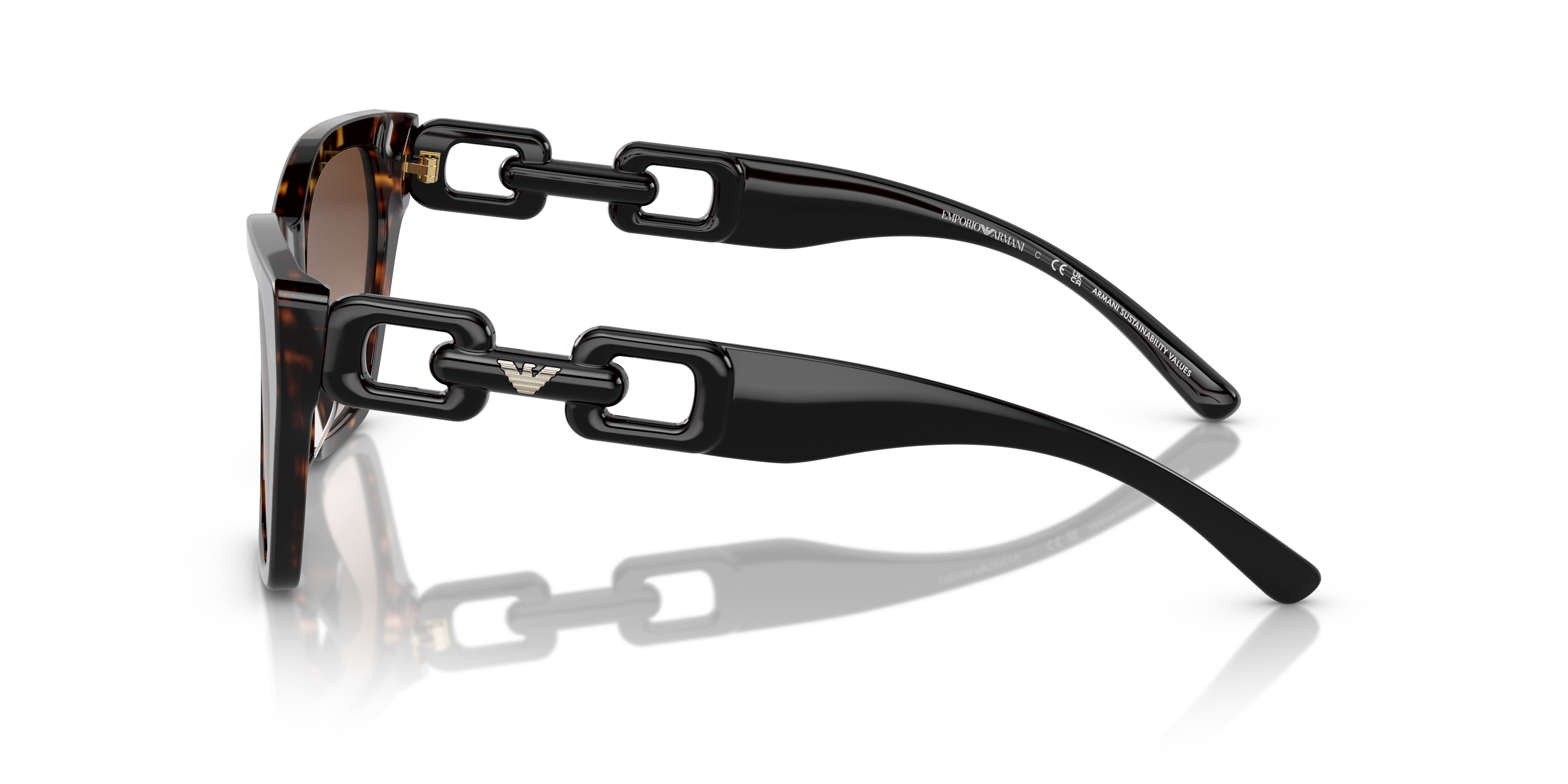 EA4203U Glanzend Havana AcetaatSunglass Frames van B24, Zijaanzicht