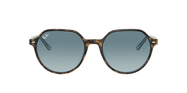 Thalia Havana op lichtblauw AcetaatSunglass Frames van B24, met getinte lenzen