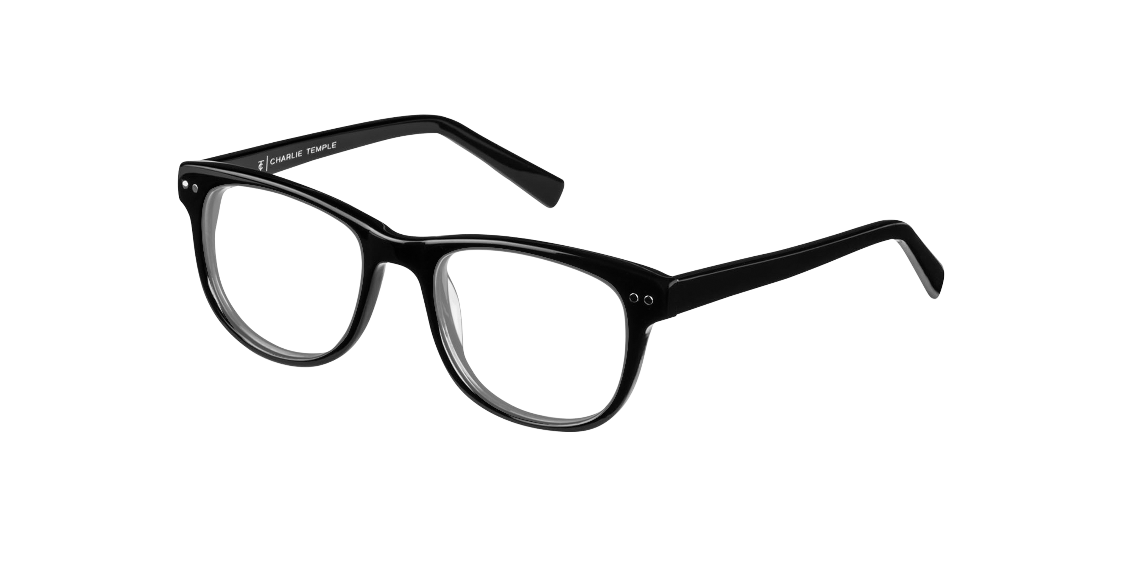 Lux Jet Black AcetaatEyeglass Frames van B24, Hoekweergave