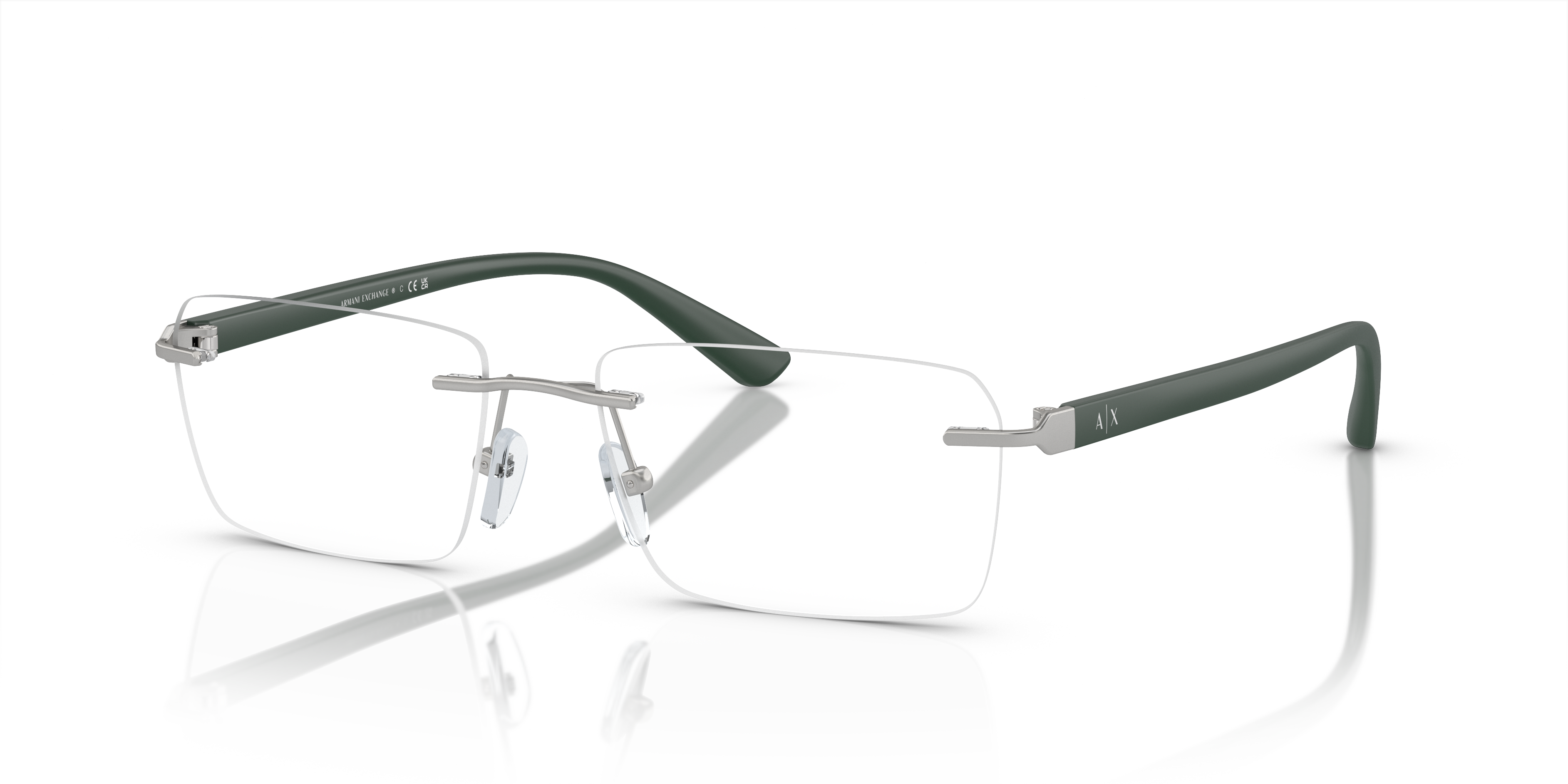 AX1064 Matte Silver MetallEyeglass Frames von B24, Dreiviertelansicht