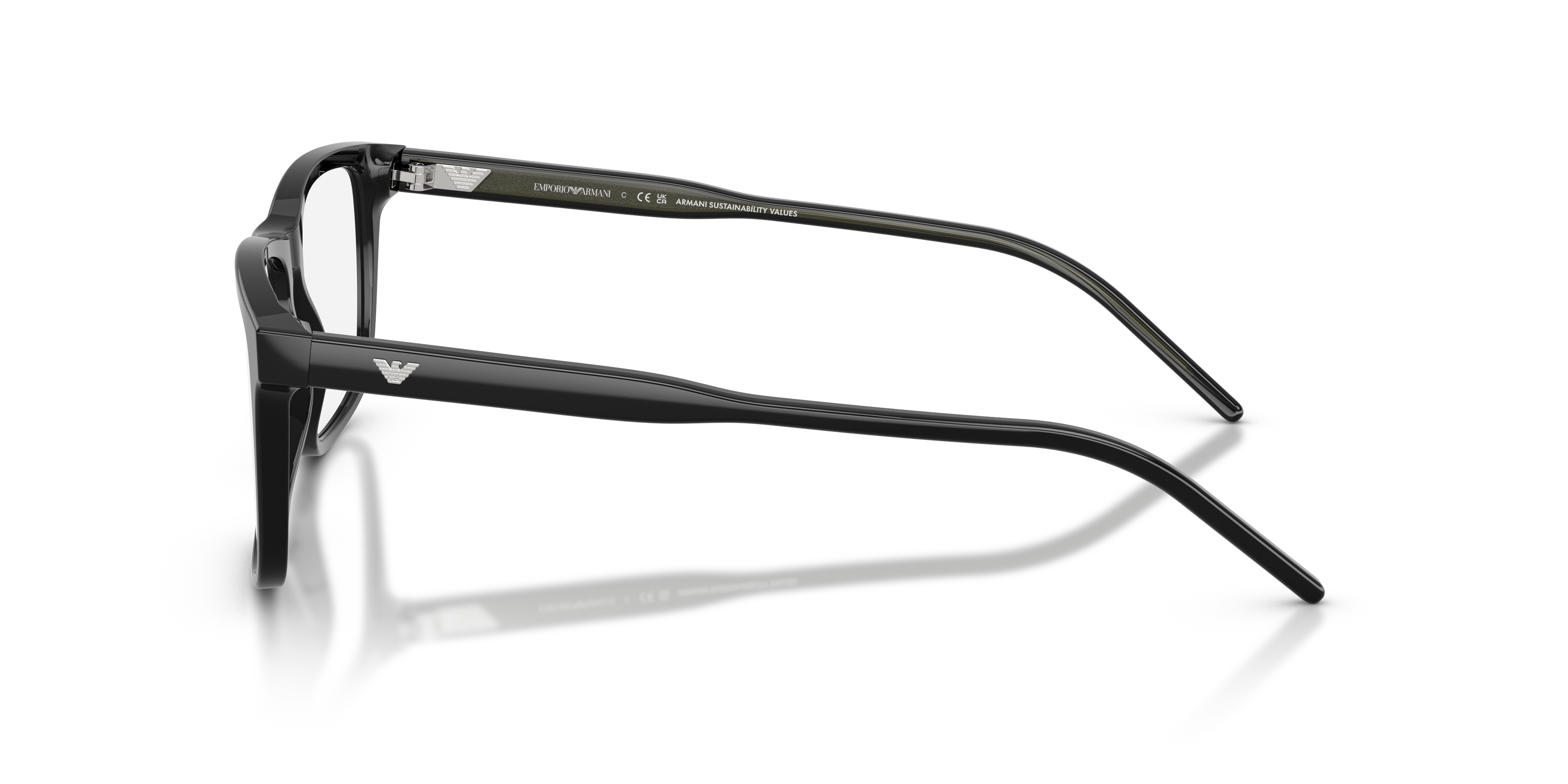 EA3257 Glanzend zwart AcetaatEyeglass Frames van B24, Zijaanzicht