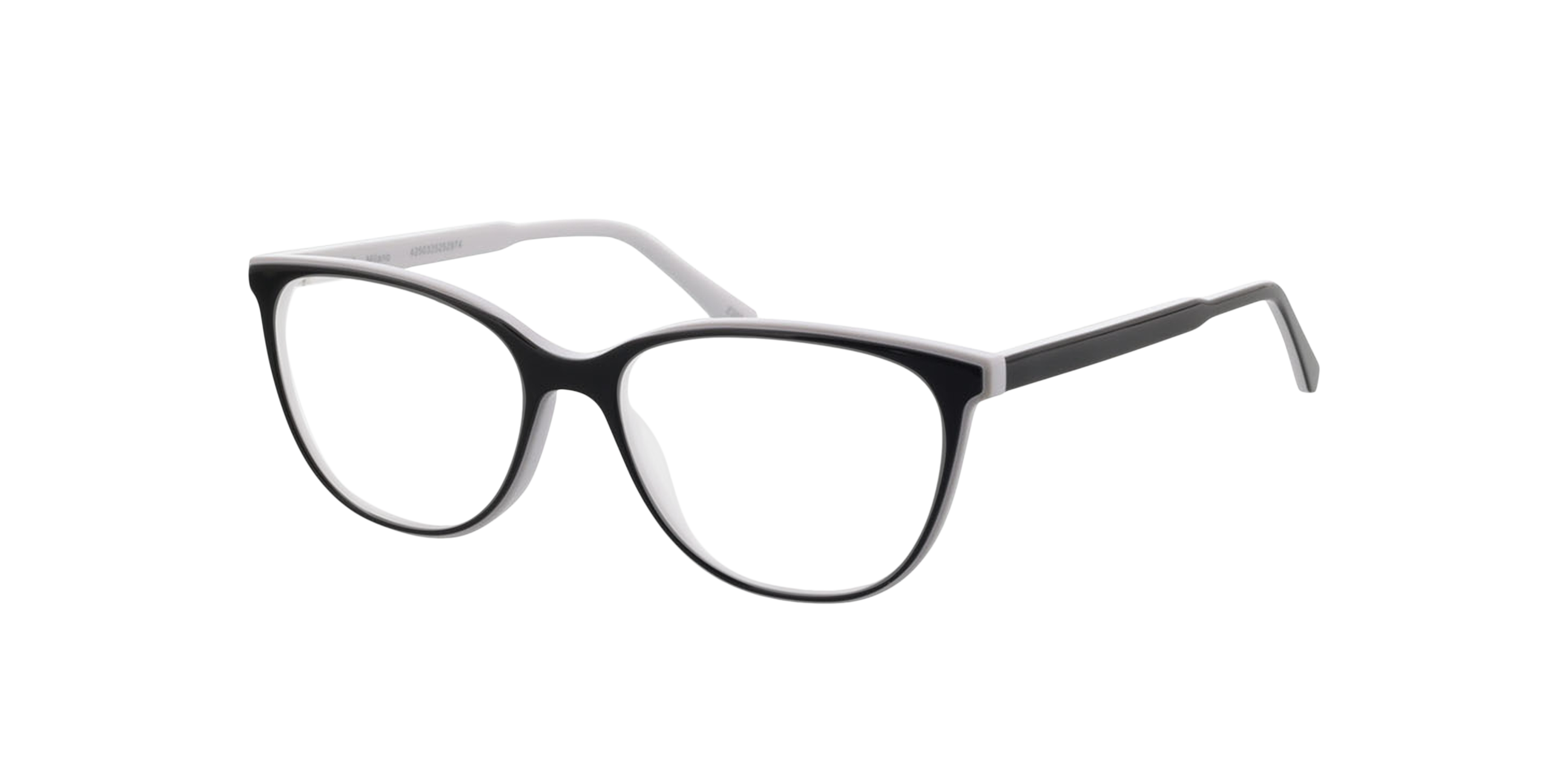 Milano Bilayer Black  &  White AcetatEyeglass Frames von B24, Dreiviertelansicht