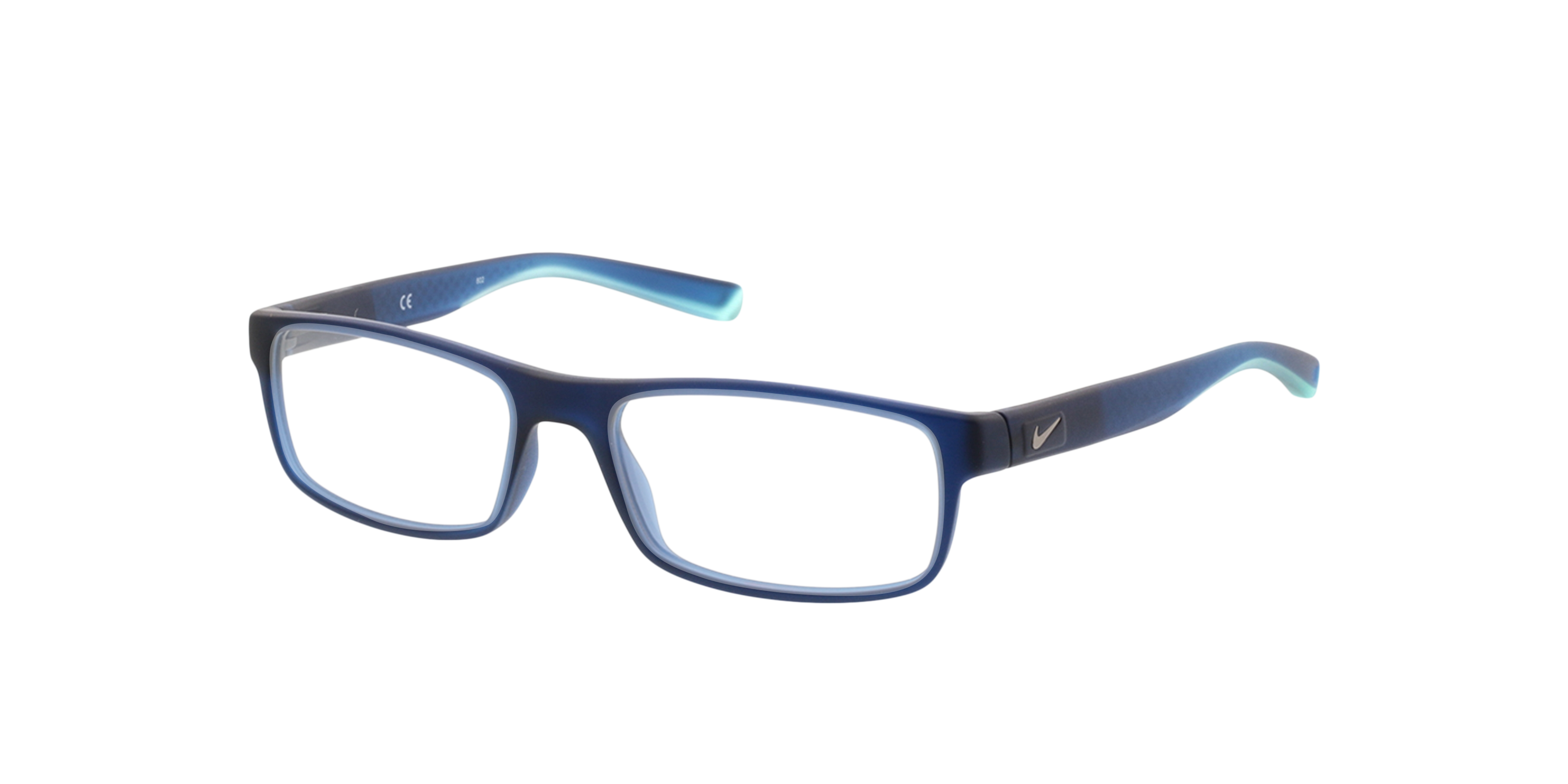 Nike 7090 Blauw mat KunststofEyeglass Frames van B24, Hoekweergave