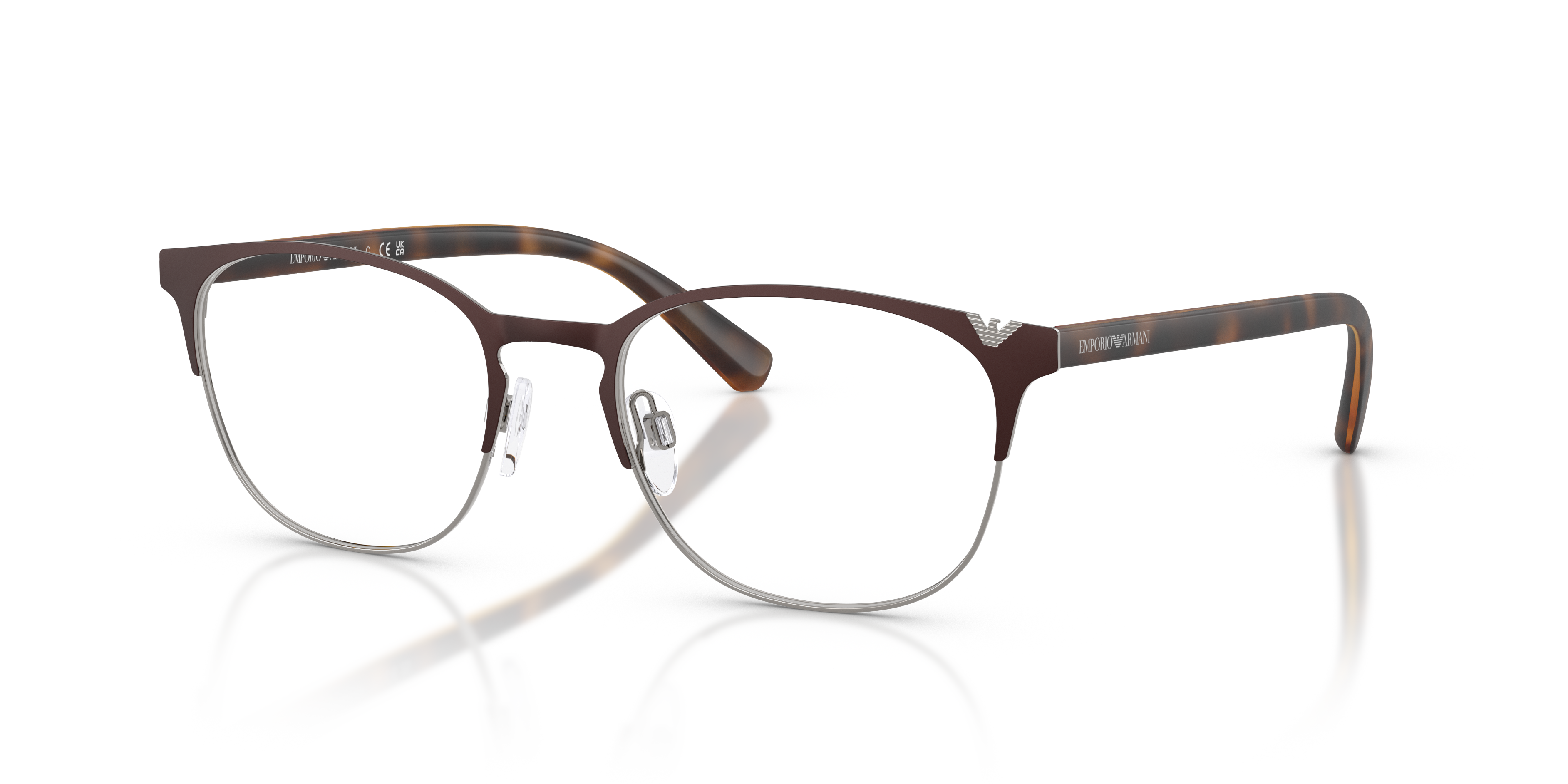 EA1059 Mattbraun & Gunmetal MetallEyeglass Frames von B24, Dreiviertelansicht
