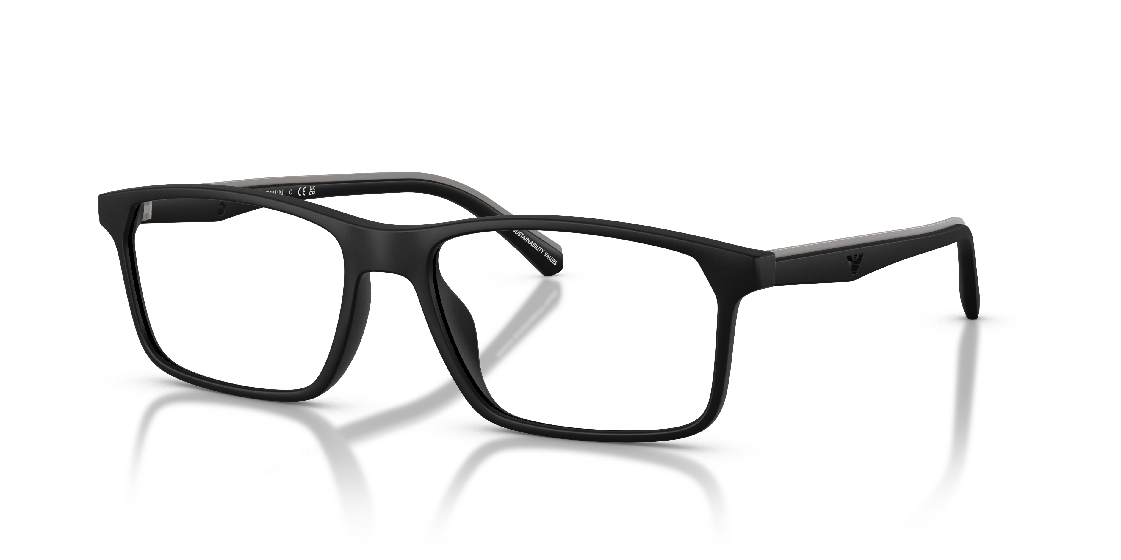 EA3266U Matzwart KunststofEyeglass Frames van B24, Hoekweergave