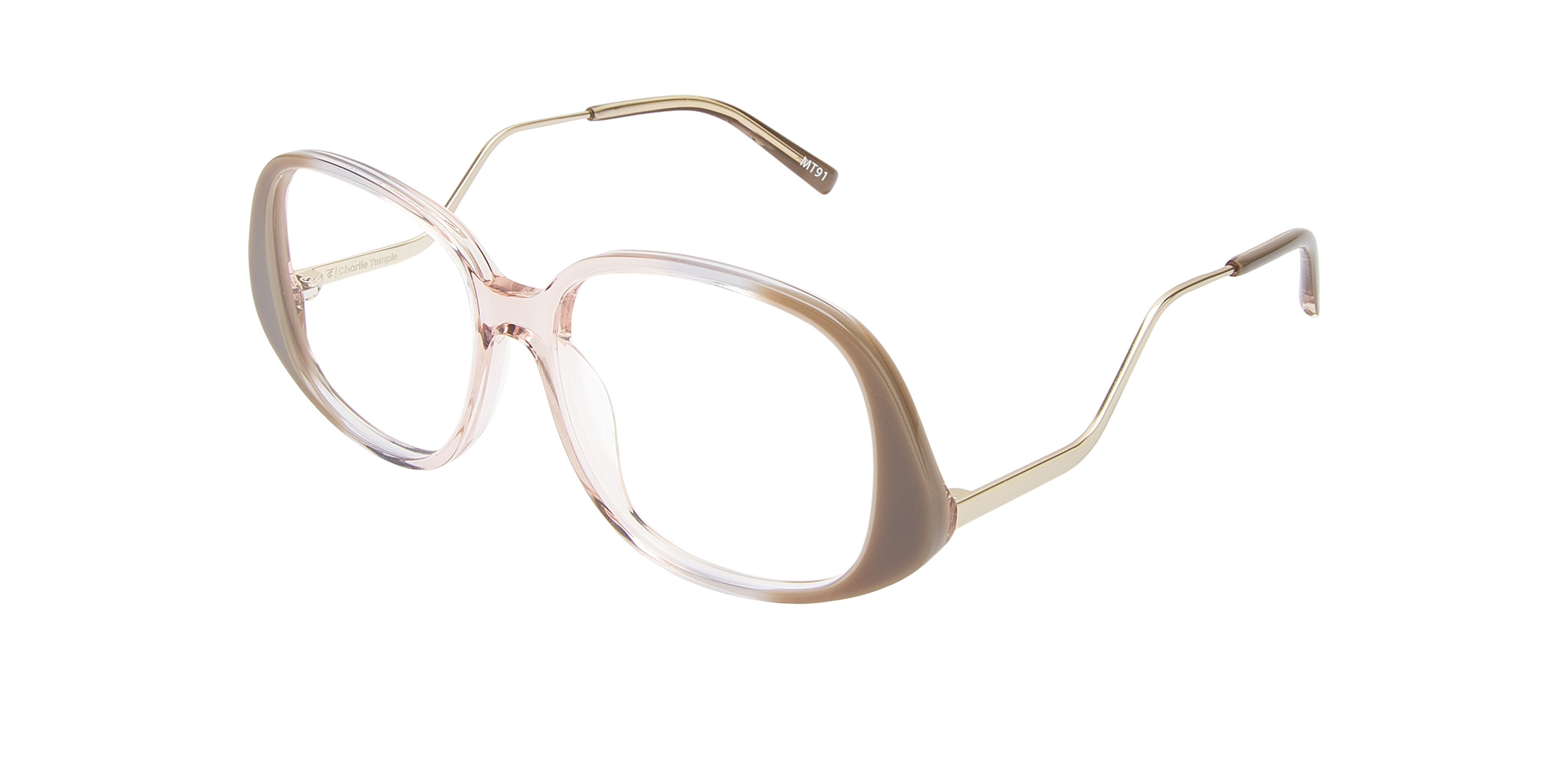 Zela Mercury Grey & Silver Metal AcetaatEyeglass Frames van B24, Hoekweergave