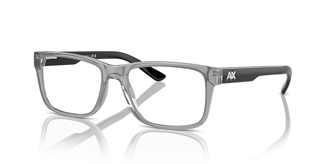 AX3016 Glanzend Transparant Grijs KunststofEyeglass Frames van B24, Hoekweergave