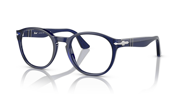 PO3284V Blauw AcetaatEyeglass Frames van B24, Hoekweergave