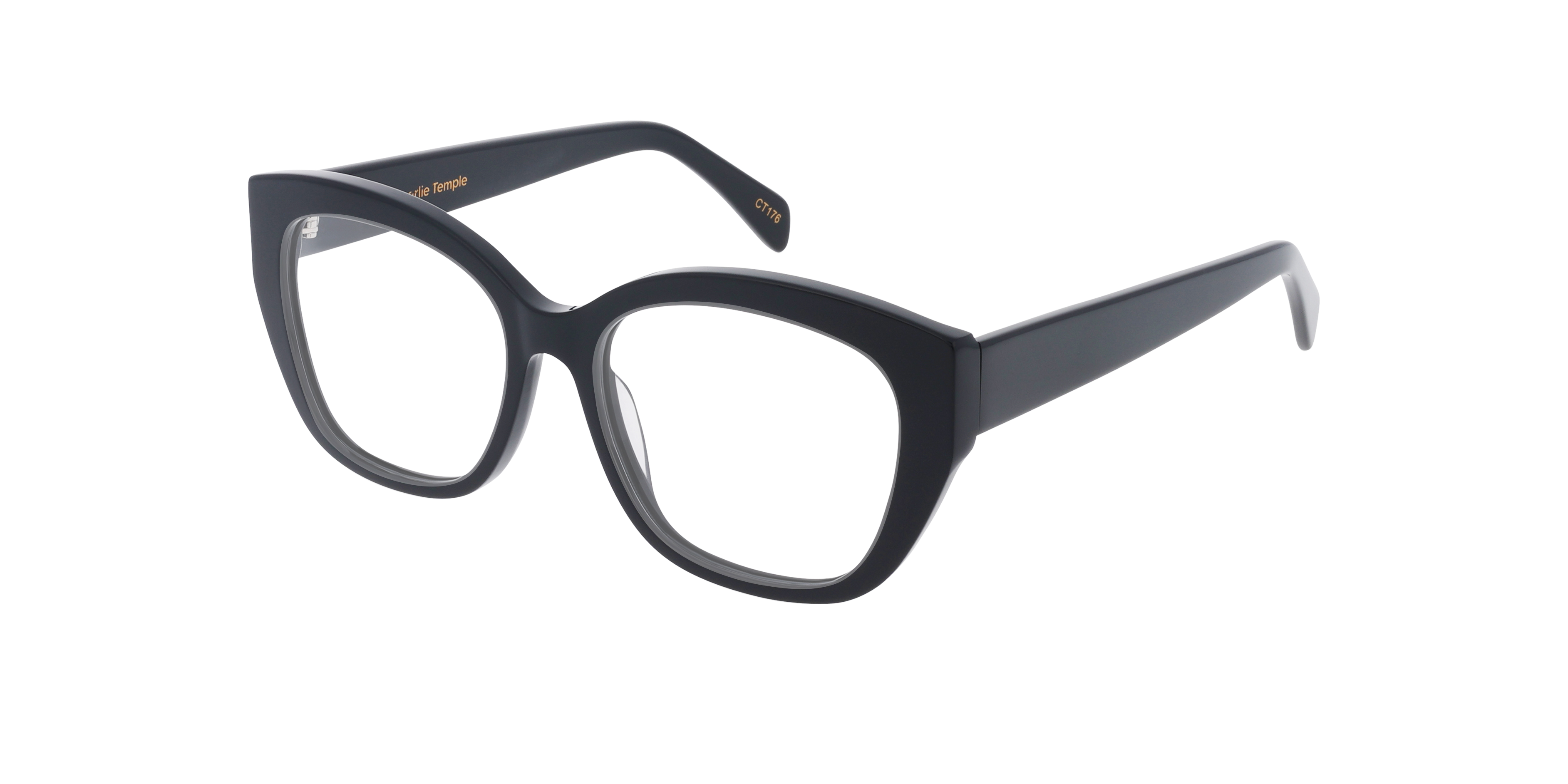 Kate CT Jet Black AcetatEyeglass Frames von B24, Dreiviertelansicht