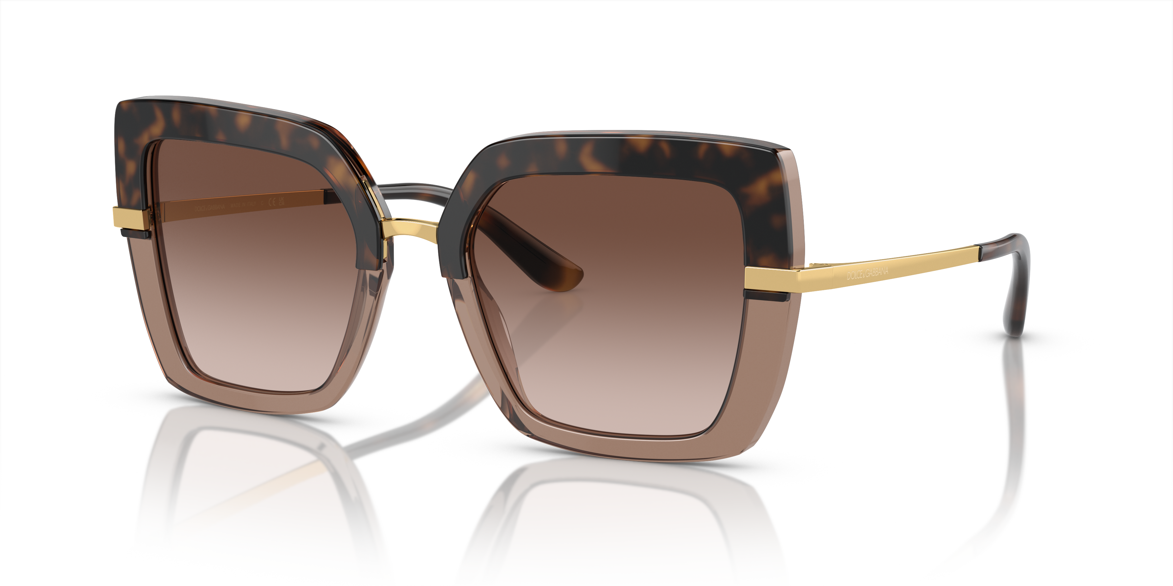 DG4373 Havana auf Braun transparent AcetatSunglass Frames von B24, Dreiviertelansicht