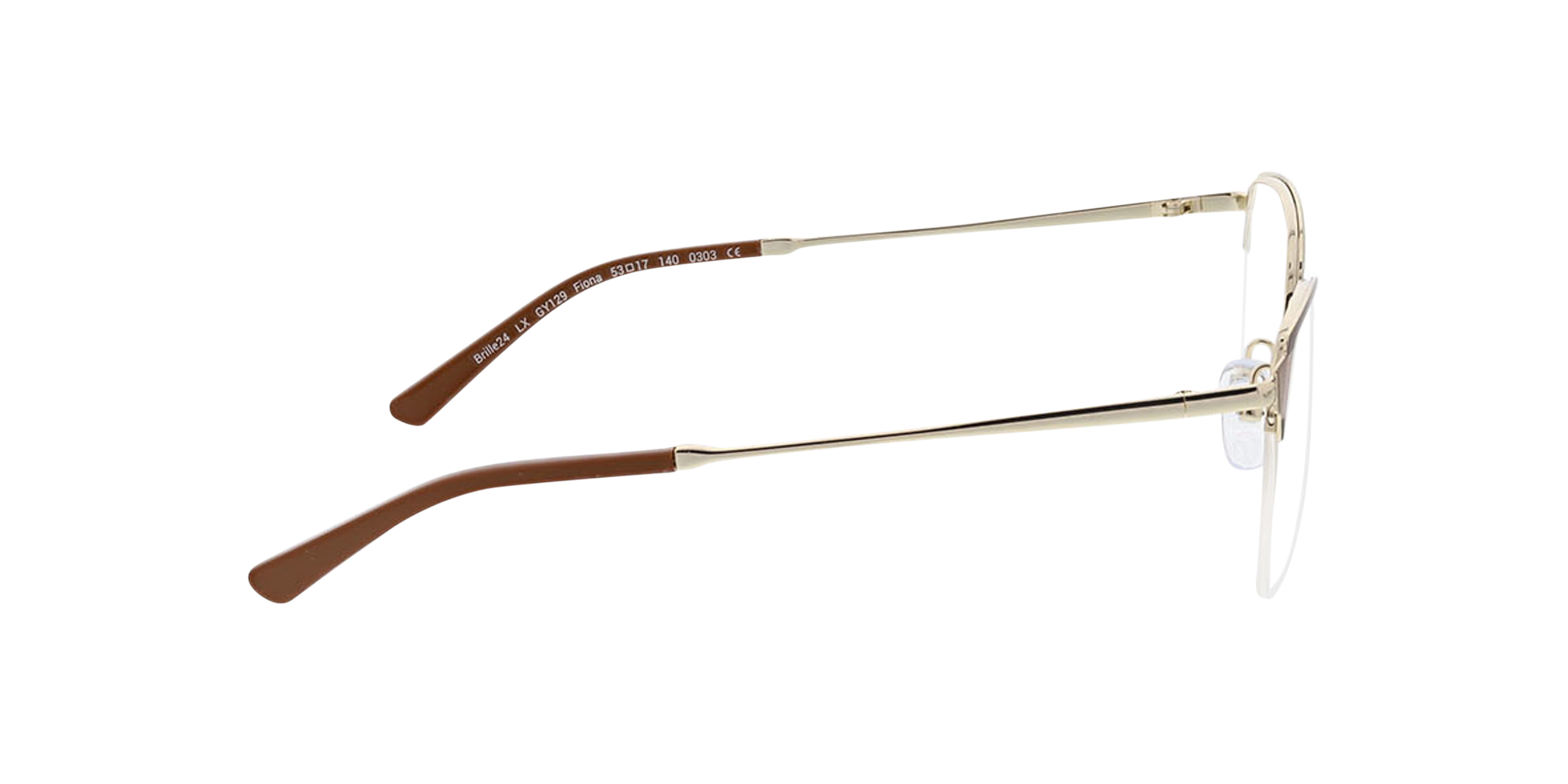 Fiona Bruin & lichtgoud MetaalEyeglass Frames van B24, Zijaanzicht