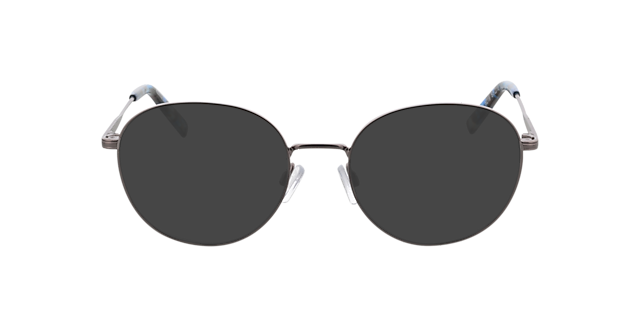 Julia Satijn licht staalgrijs  &  blauw Havana MetaalEyeglass Frames van B24, met getinte lenzen