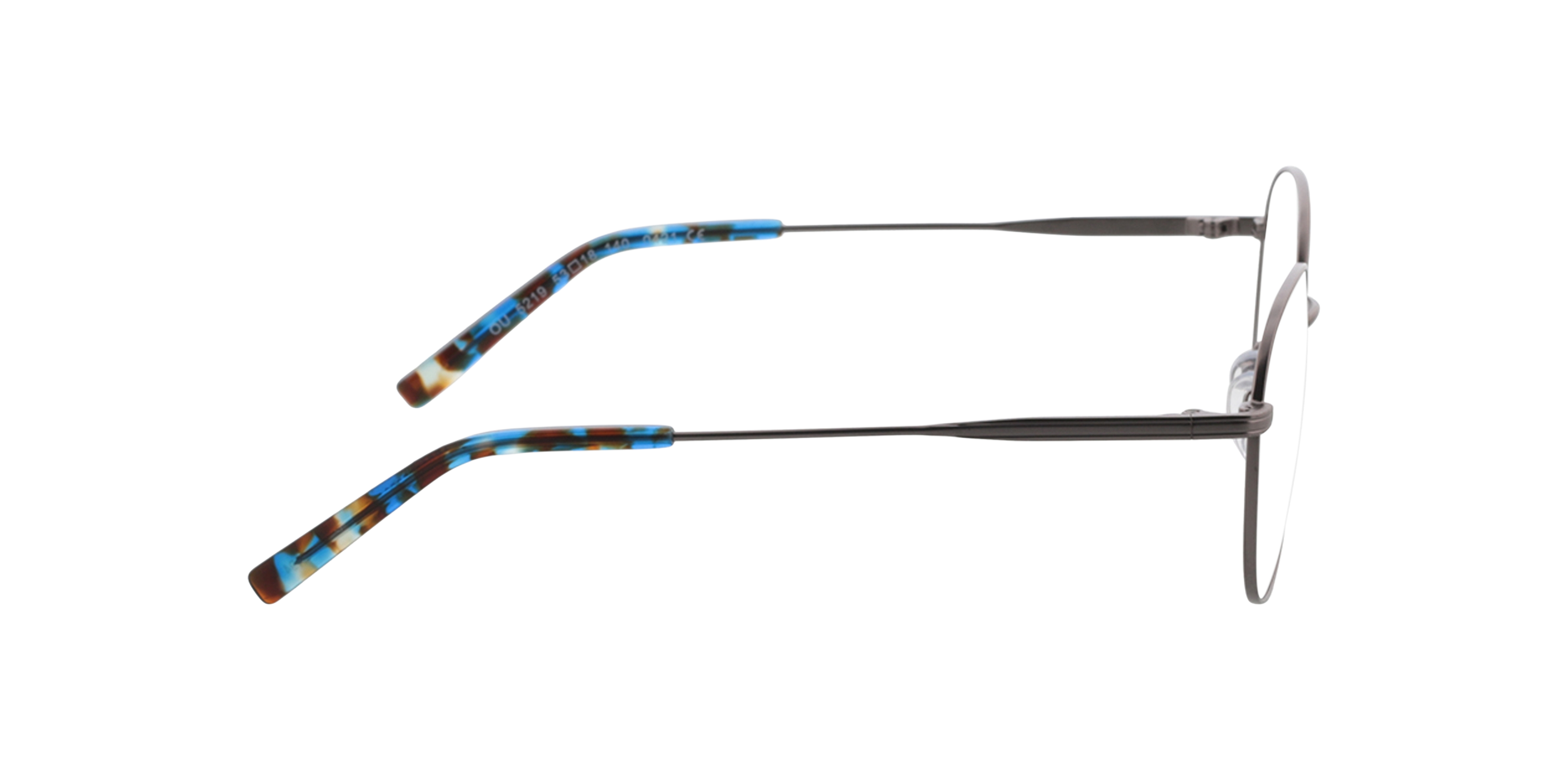 Julia Satin Light Gun  &  Blue Havana MetallEyeglass Frames von B24, Seitenansicht