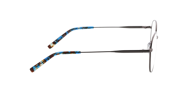 Julia Satijn licht staalgrijs  &  blauw Havana MetaalEyeglass Frames van B24, Zijaanzicht