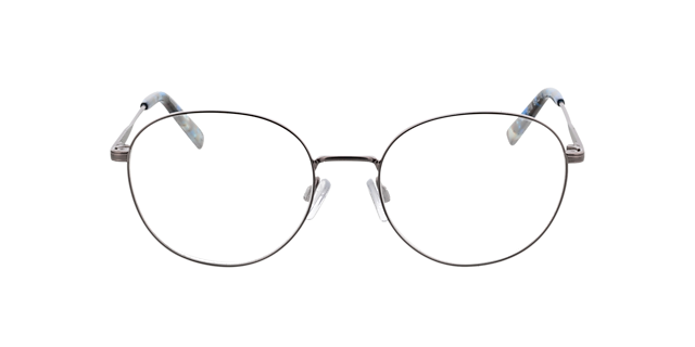 Julia Satijn licht staalgrijs  &  blauw Havana MetaalEyeglass Frames van B24, Vooraanzicht