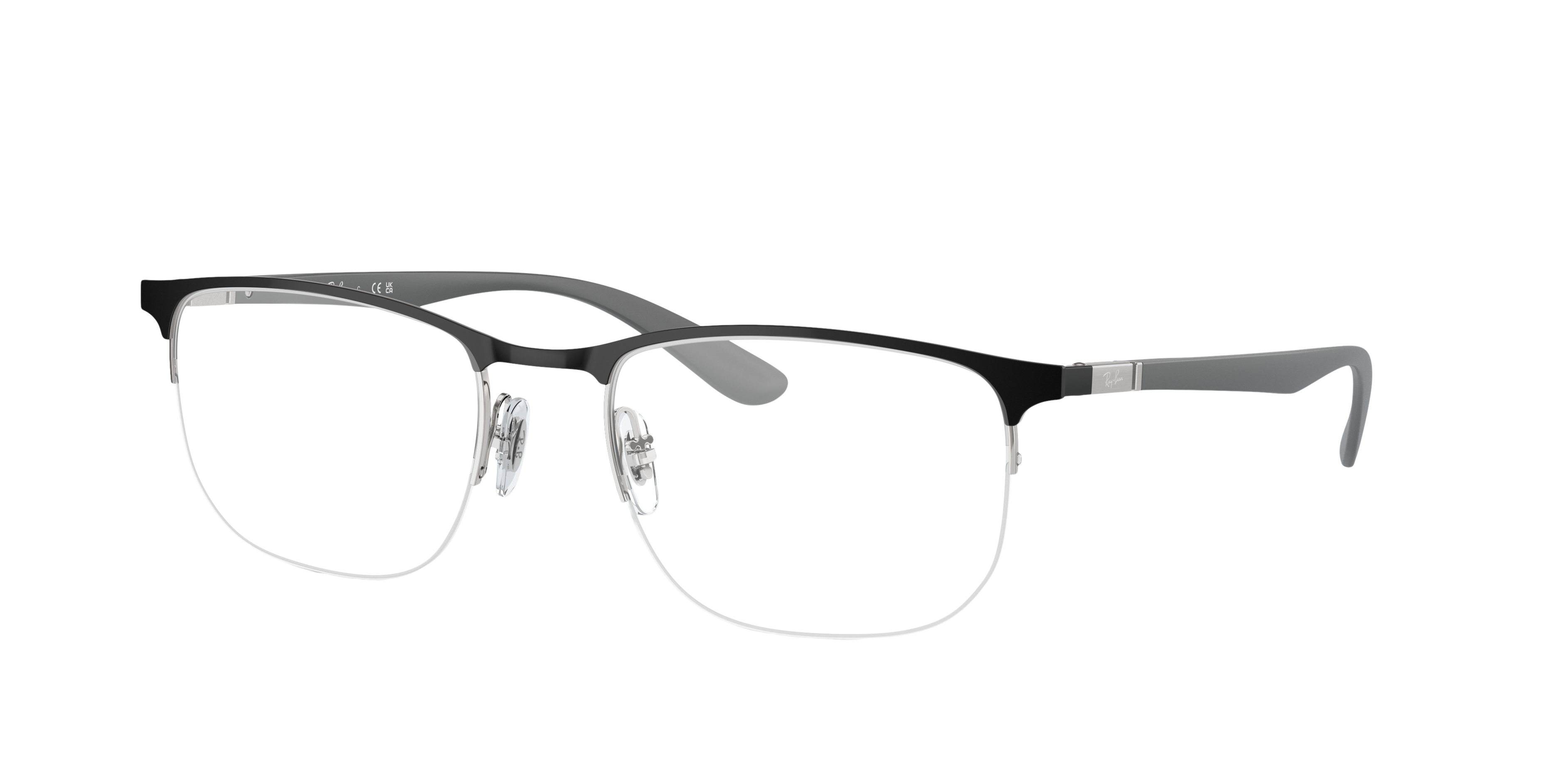 RB6513 Schwarz auf Silber MetallEyeglass Frames von B24, Dreiviertelansicht