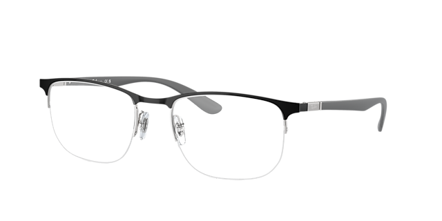 RB6513 Zwart op zilver MetaalEyeglass Frames van B24, Hoekweergave