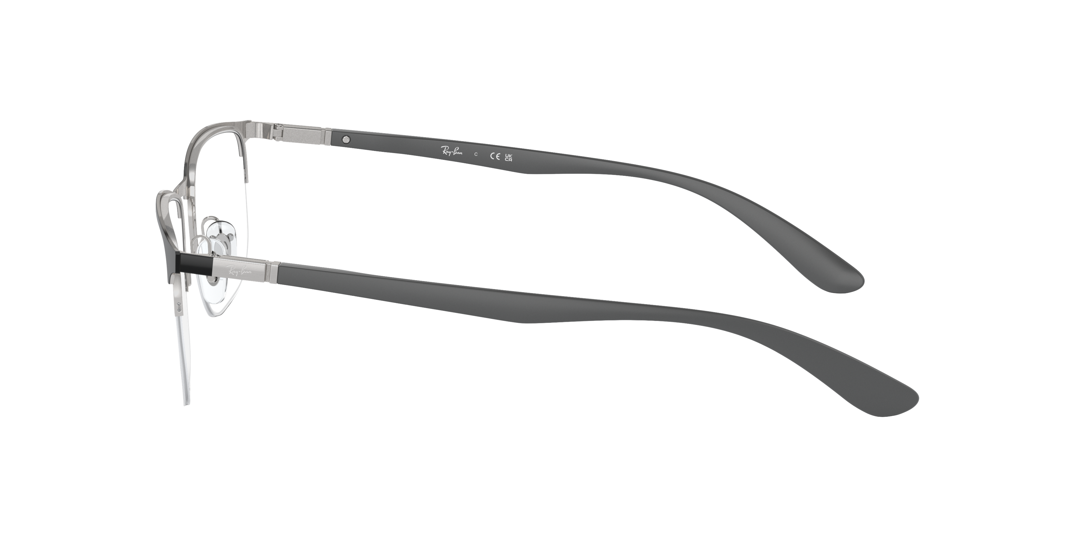 RB6513 Schwarz auf Silber MetallEyeglass Frames von B24, Seitenansicht