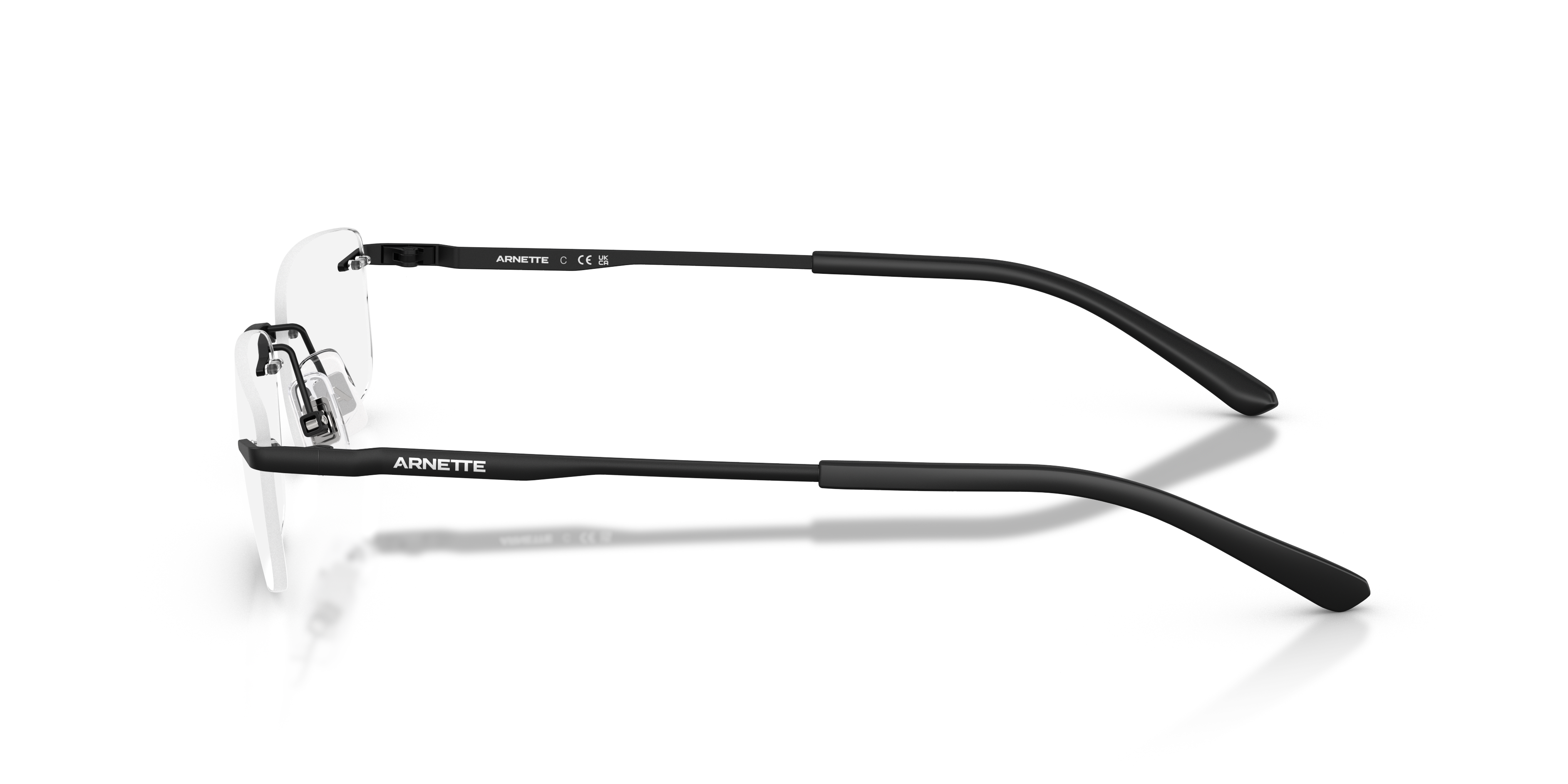 AN6150 Matzwart MetaalEyeglass Frames van B24, Zijaanzicht
