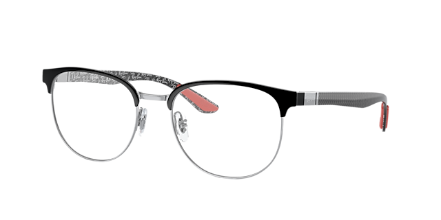 RB8422 Schwarz auf Silber MetallEyeglass Frames von B24, Dreiviertelansicht