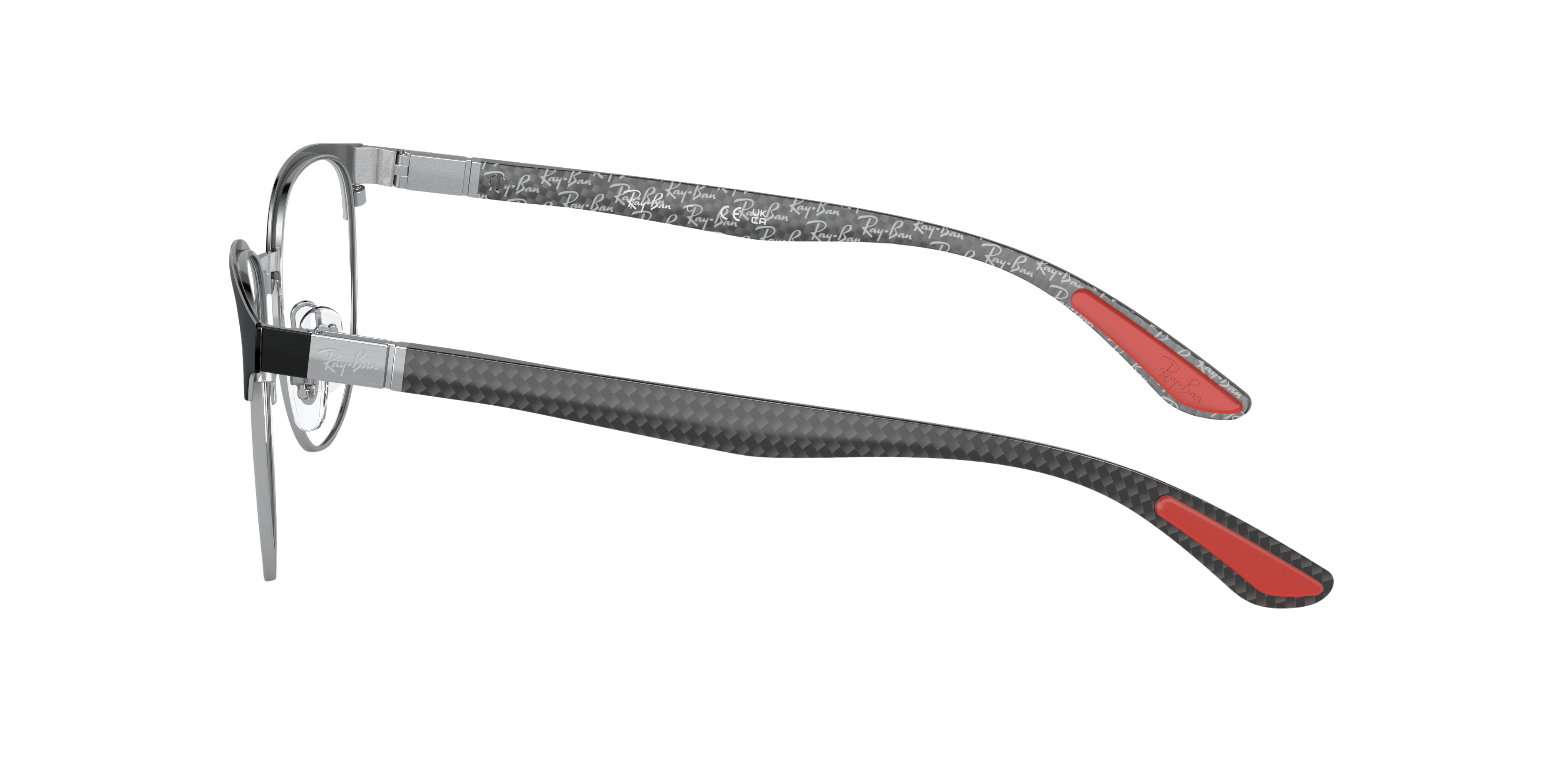 RB8422 Schwarz auf Silber MetallEyeglass Frames von B24, Seitenansicht