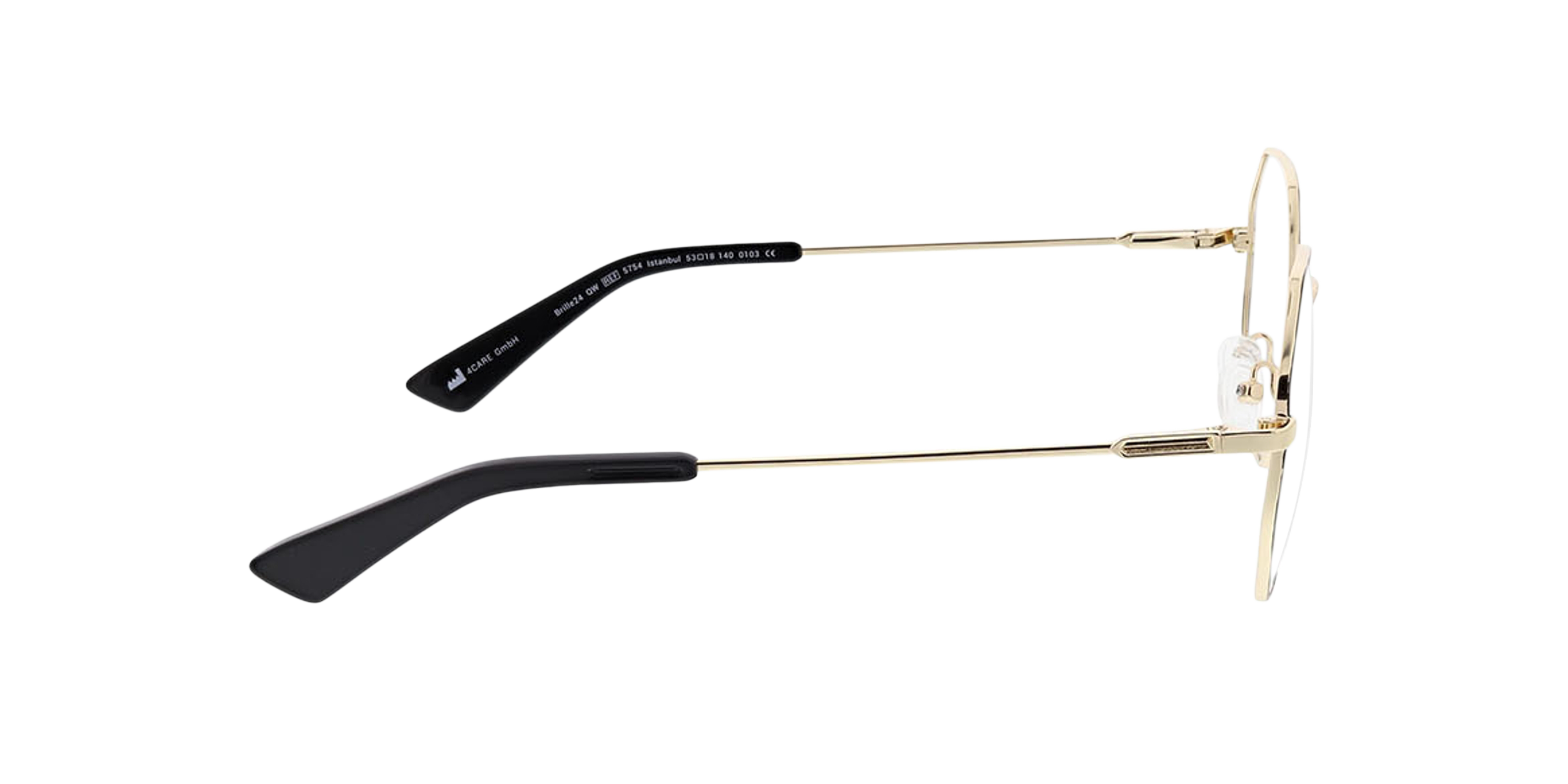 Istanbul Matt Black  &  Gold MetallEyeglass Frames von B24, Seitenansicht