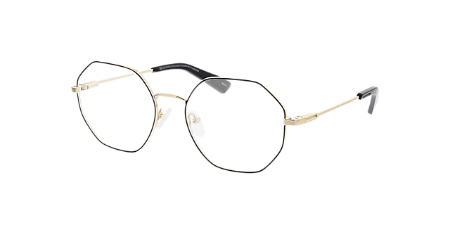 Istanbul Matzwart & goud MetaalEyeglass Frames van B24, Hoekweergave