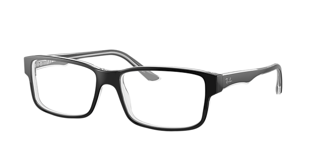 RB5245 Zwart op transparant AcetaatEyeglass Frames van B24, Hoekweergave