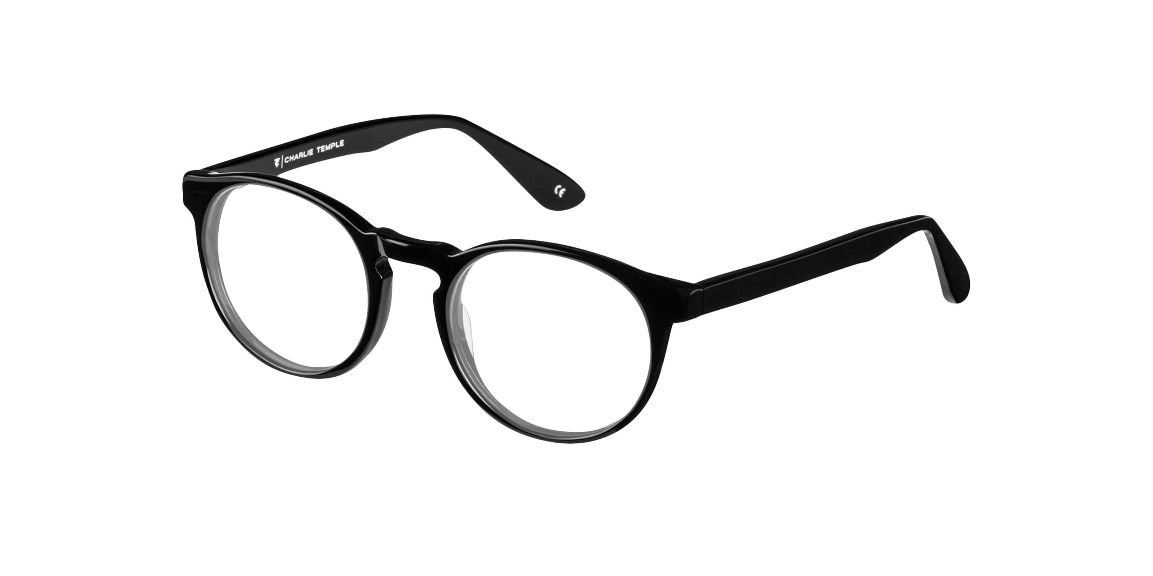 Steven S. Jet Black AcetatEyeglass Frames von B24, Dreiviertelansicht