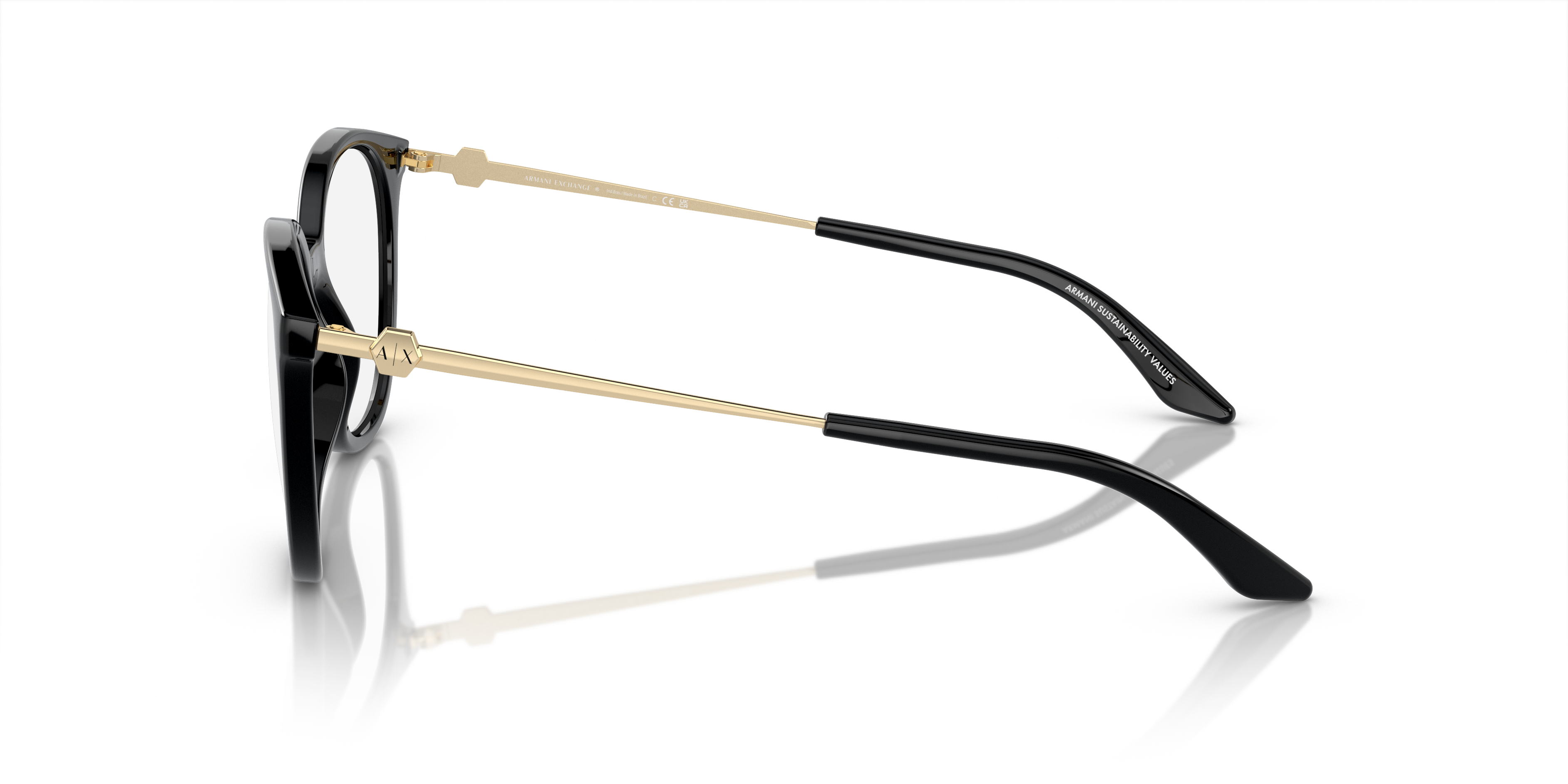 AX3109 Glanzend zwart KunststofEyeglass Frames van B24, Zijaanzicht