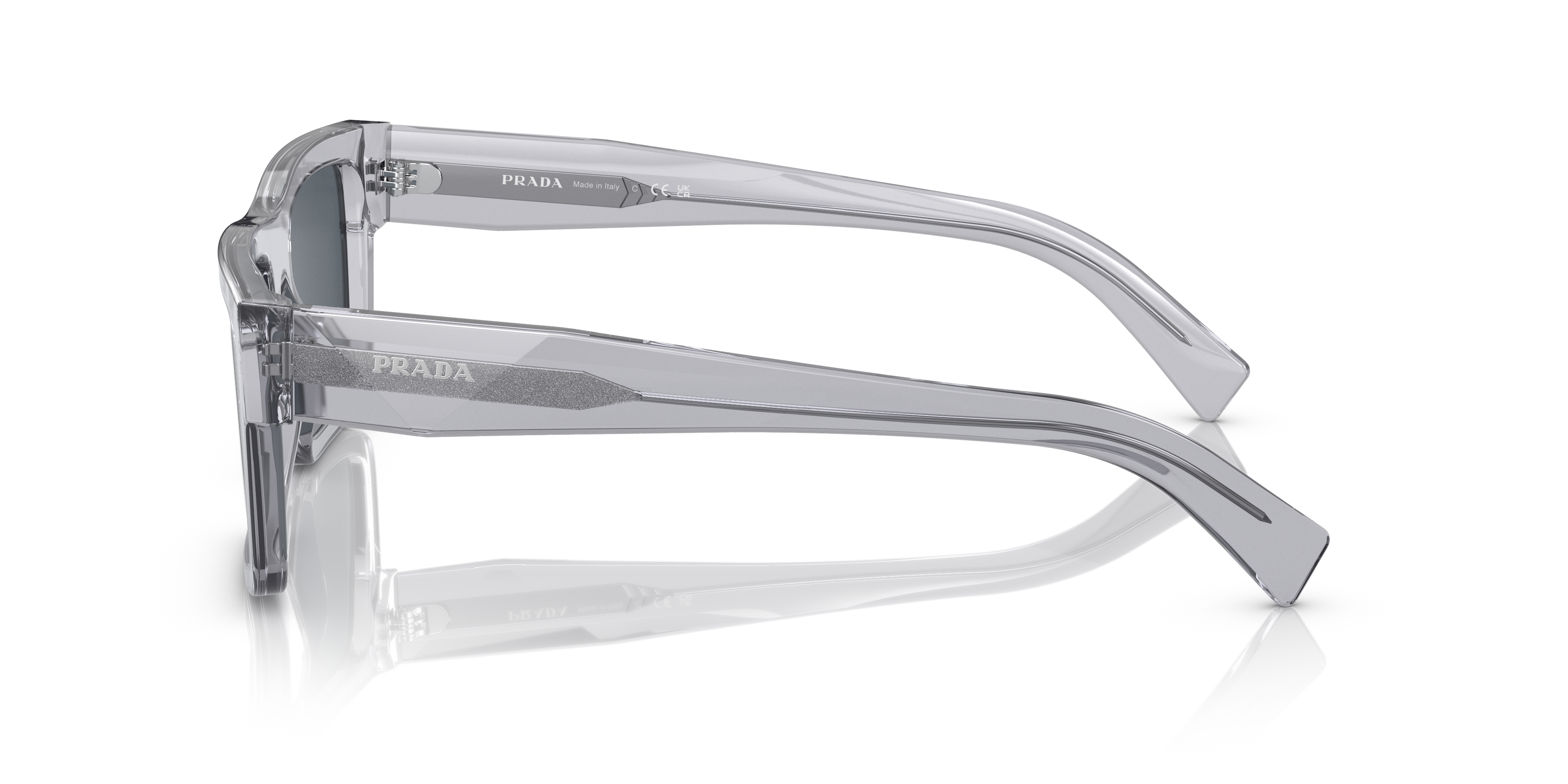 PR 19WS Crystal Grau AcetatSunglass Frames von B24, Seitenansicht