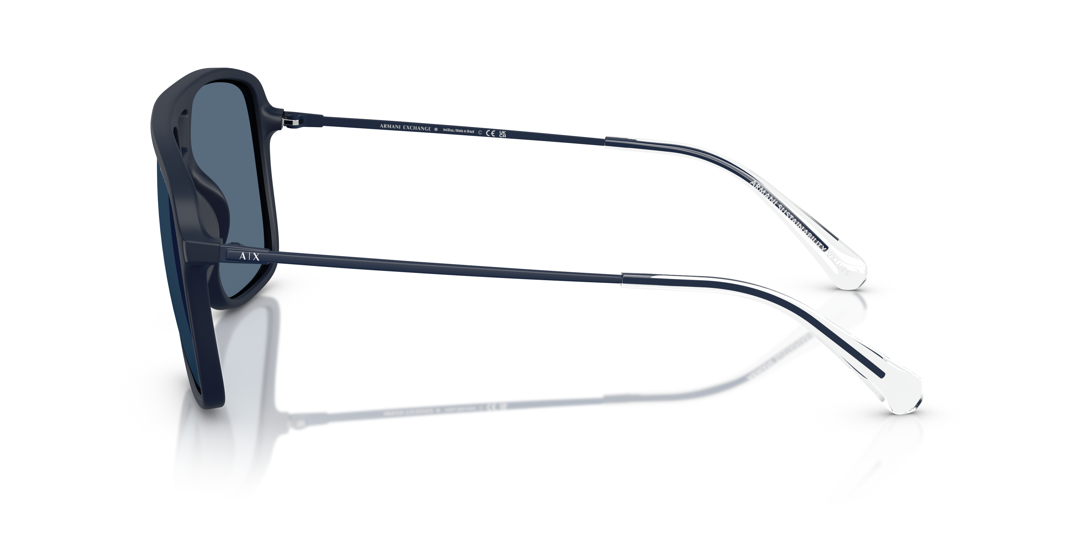 AX4150SU Matblauw KunststofSunglass Frames van B24, Zijaanzicht