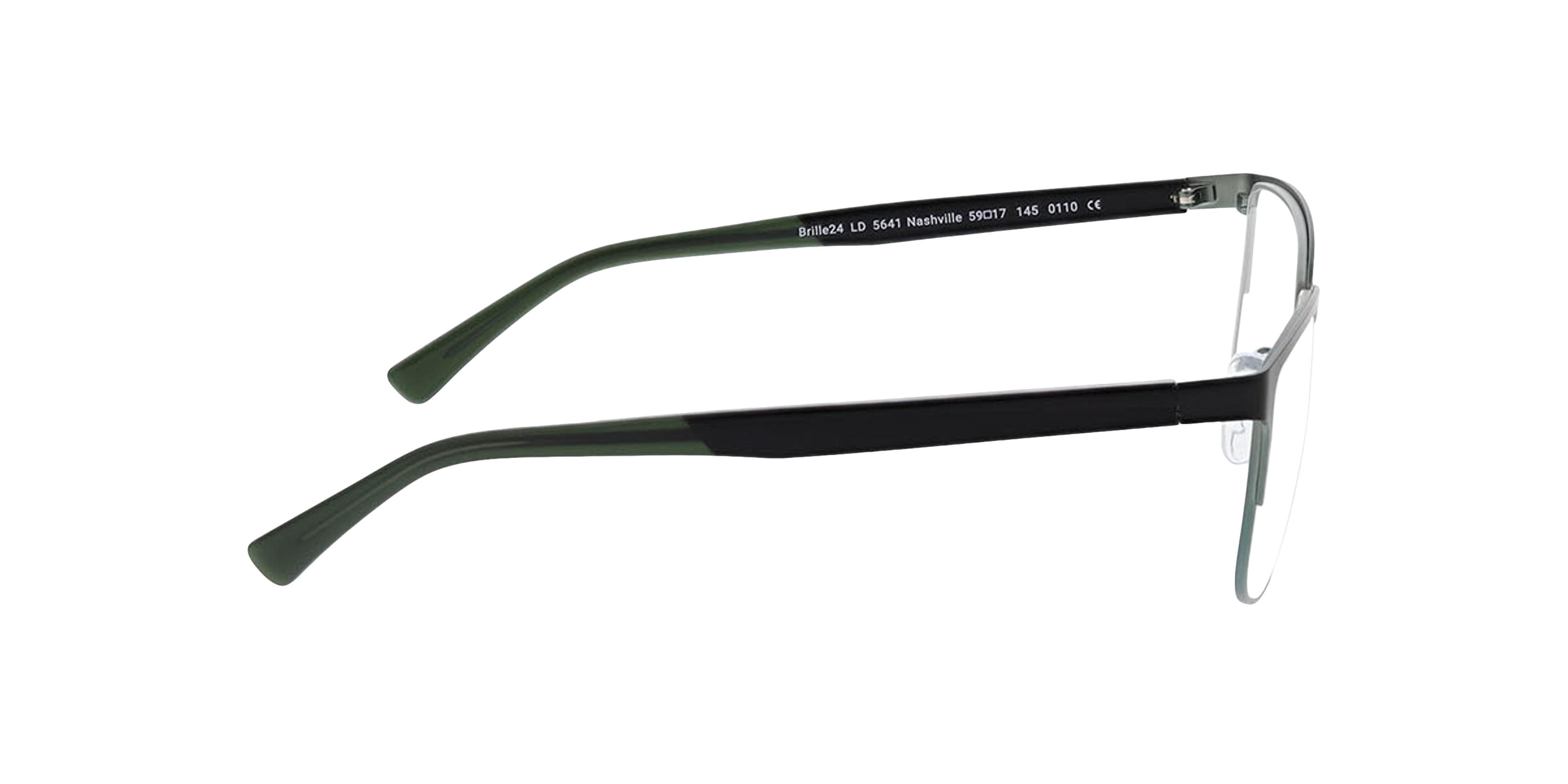 Nashville Zwart  &  groen  &  melkachtig groen MetaalEyeglass Frames van B24, Zijaanzicht