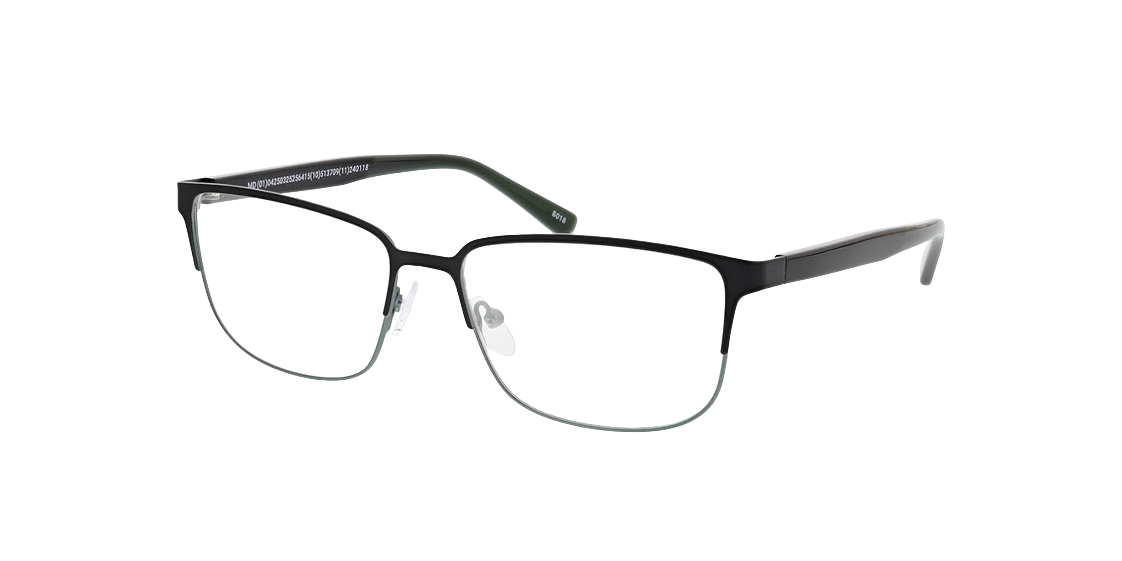 Nashville Zwart  &  groen  &  melkachtig groen MetaalEyeglass Frames van B24, Hoekweergave