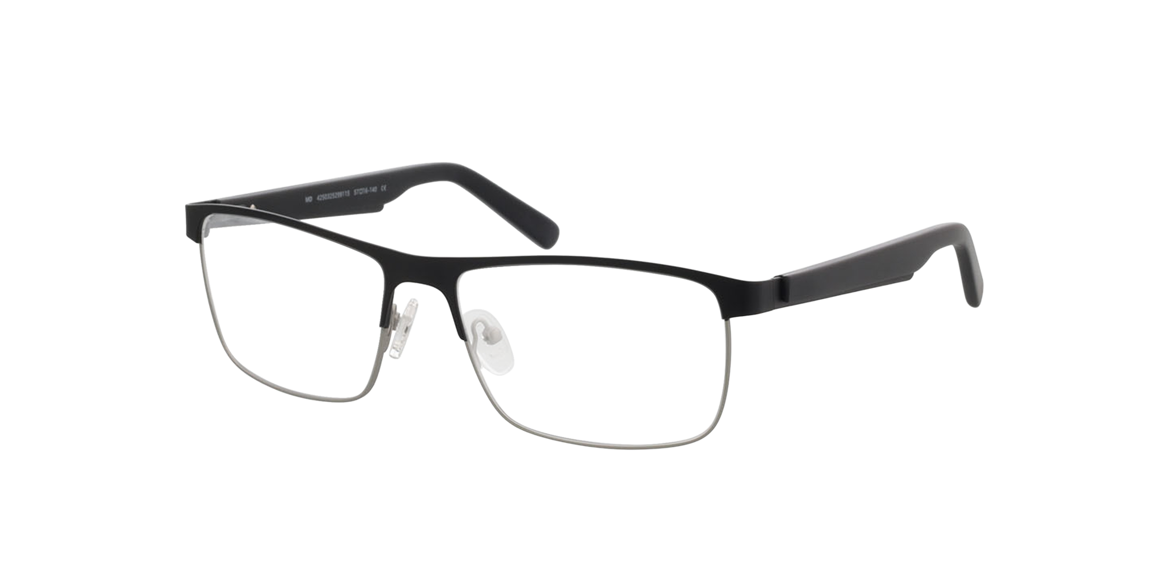 Aalborg Zwart Zilver MetaalEyeglass Frames van B24, Hoekweergave