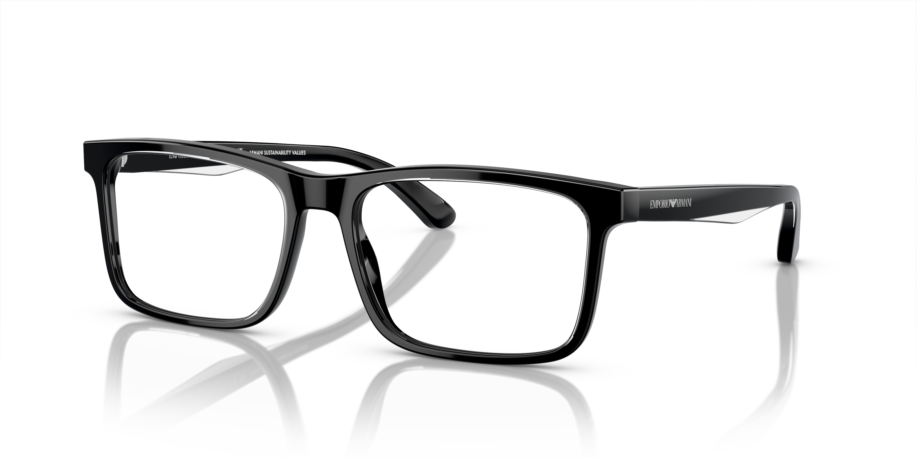 EA3227 Shiny Black & Top Crystal AcetatEyeglass Frames von B24, Dreiviertelansicht