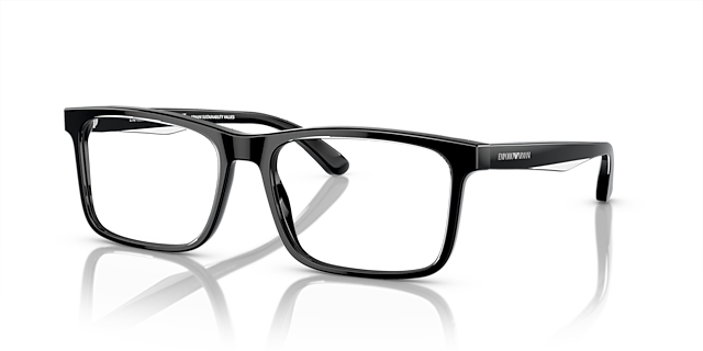 EA3227 Shiny Black & Top Crystal AcetatEyeglass Frames von B24, Dreiviertelansicht