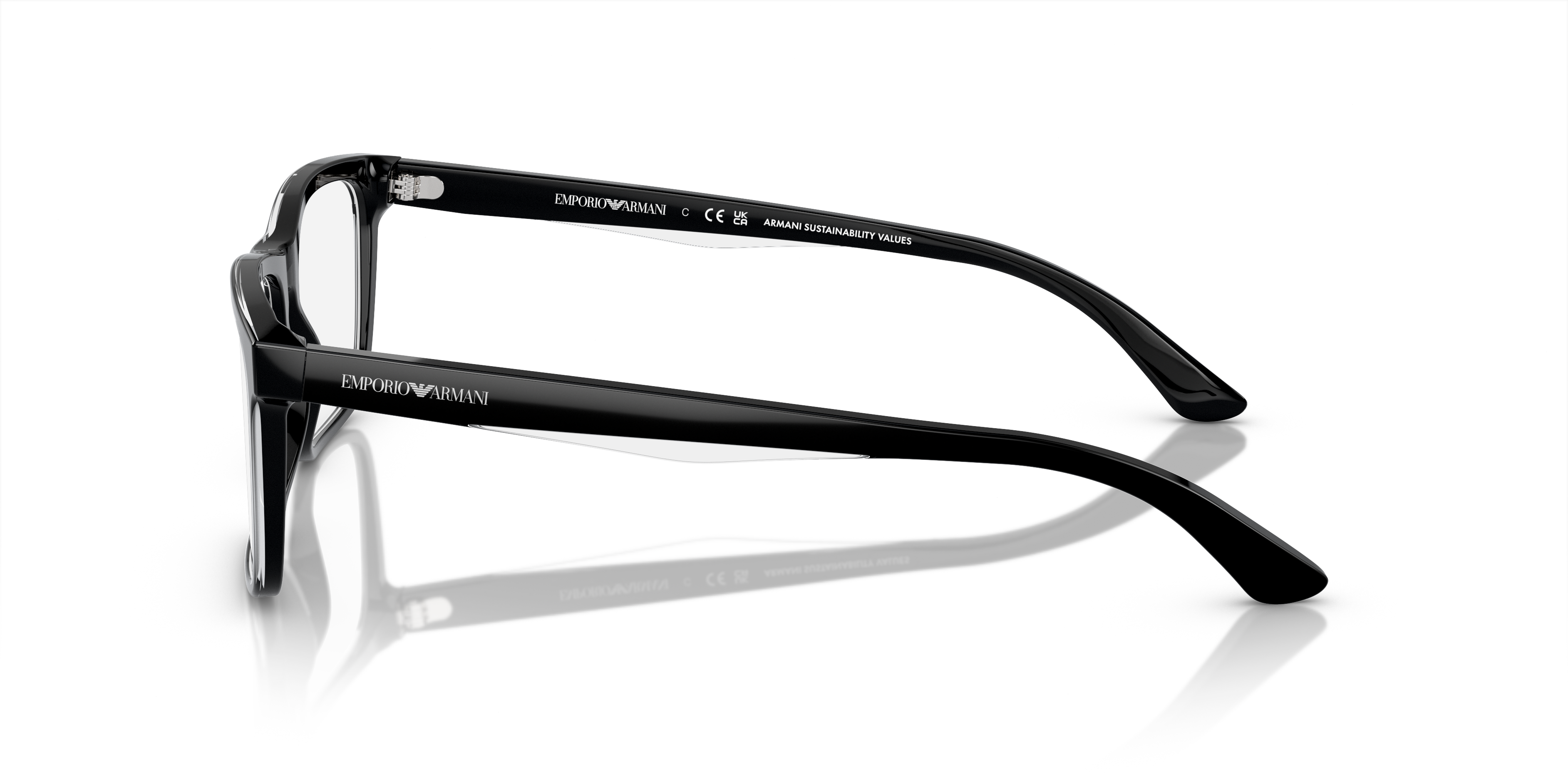 EA3227 Shiny Black & Top Crystal AcetatEyeglass Frames von B24, Seitenansicht